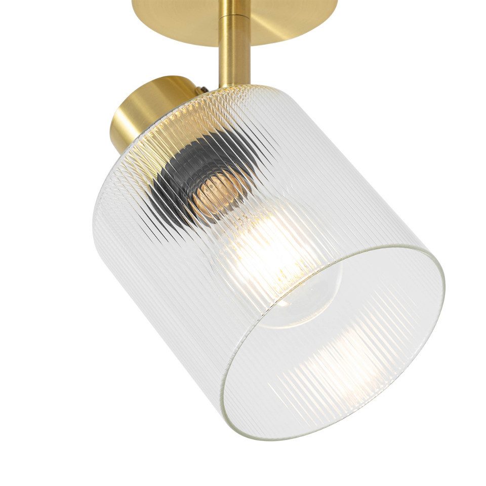 Qazqa LED Aufbaustrahler Laura, ohne Leuchtmittel, E27, Gold, Art Deco, Glas, 1-flammig