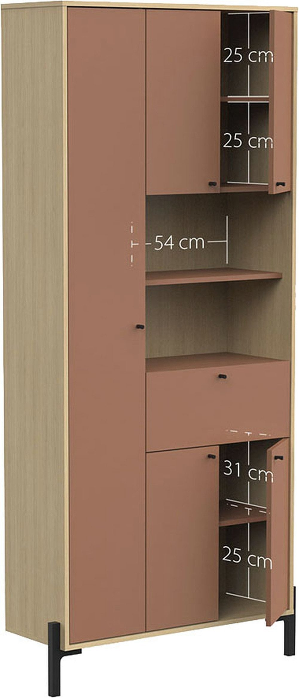 Demeyere GROUP Wäscheschrank ELISA Schranksäule 5 Türen/1 Schublade Viel Stauraum für die täglichen Dinge im Bad