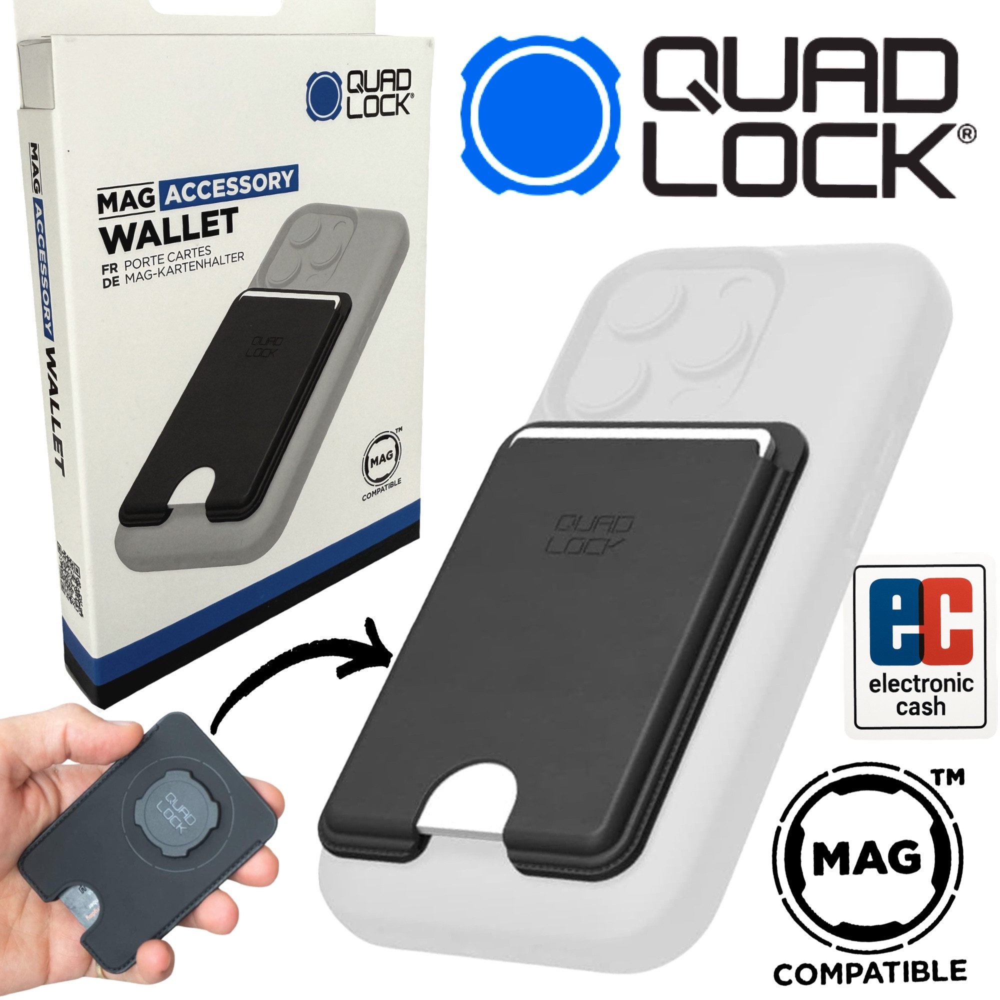 Quad Lock Handy-Halterung QUAD LOCK MAG Wallet Card Holder Handy Geld / EC Scheck Karten Halter