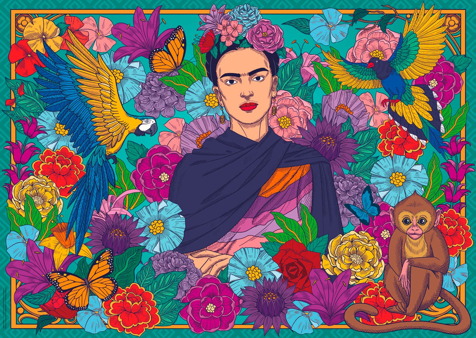 Ravensburger Puzzle Frida Kahlo's Paradies: Papageien, Affen und Blüten, 10 günstig online kaufen