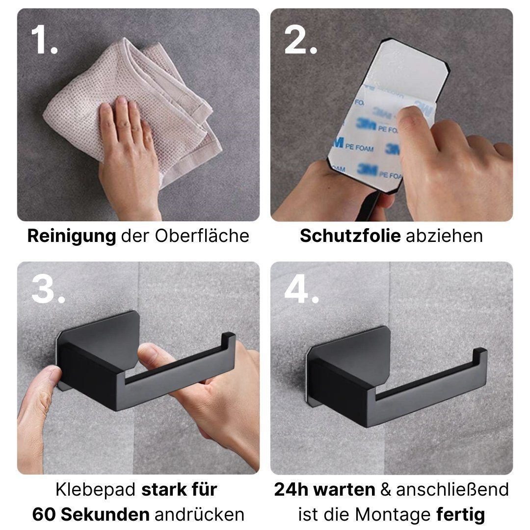 LIVINA HOME Toilettenpapierhalter Klopapierhalter Selbstklebend, WC Rollenhalter ohne Bohren Edelstahl, WC Halter Rollenhalter Papierhalter Klorollenhalter – Bild 4 von 5