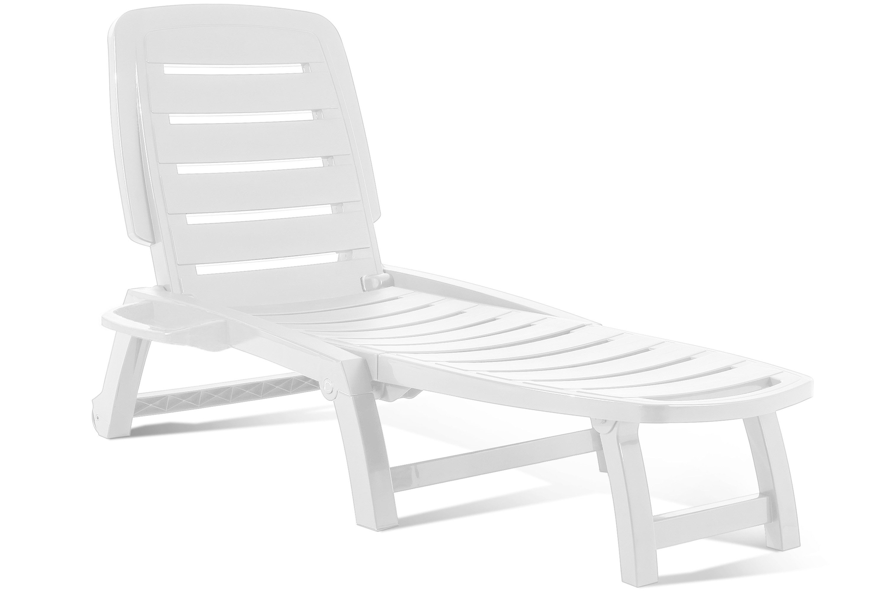KONSIMO® Gartenliege BURRA Sonnenliege, verstellbare Rückenlehne, italienische Qualität, 1 St., Getränkehalter, Klappliegestuhl, aus recycelten Materialien