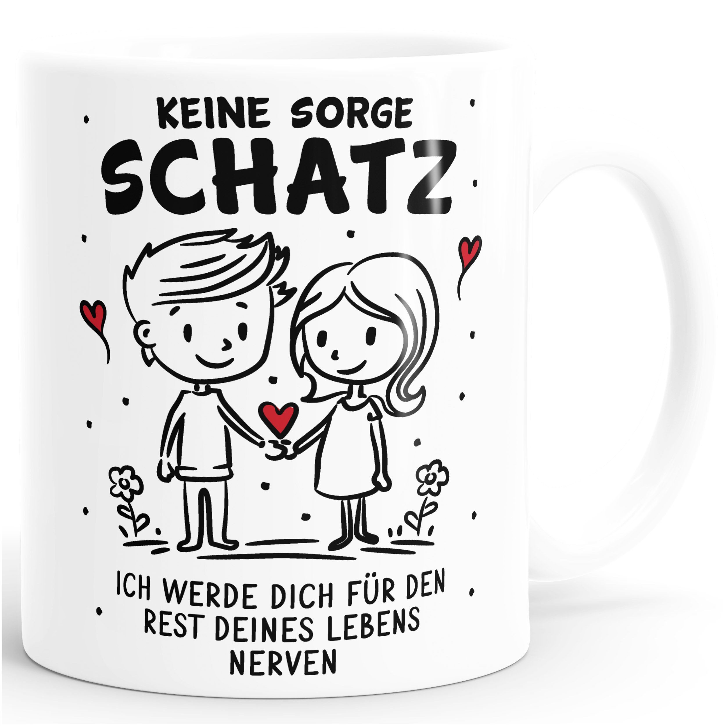 SpecialMe Tasse Kaffee-Tasse Liebe Lustig Keine Sorge Schatz Strichmännchen Paar, Keramik