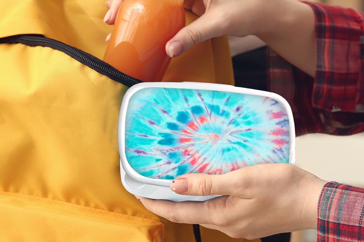 MuchoWow Lunchbox für (2-tlg), weiß Brotbox Krawattenfärbung Kunststoff, - Sommer Jungs Orange, und Erwachsene, und Brotdose, - Kinder für Mädchen