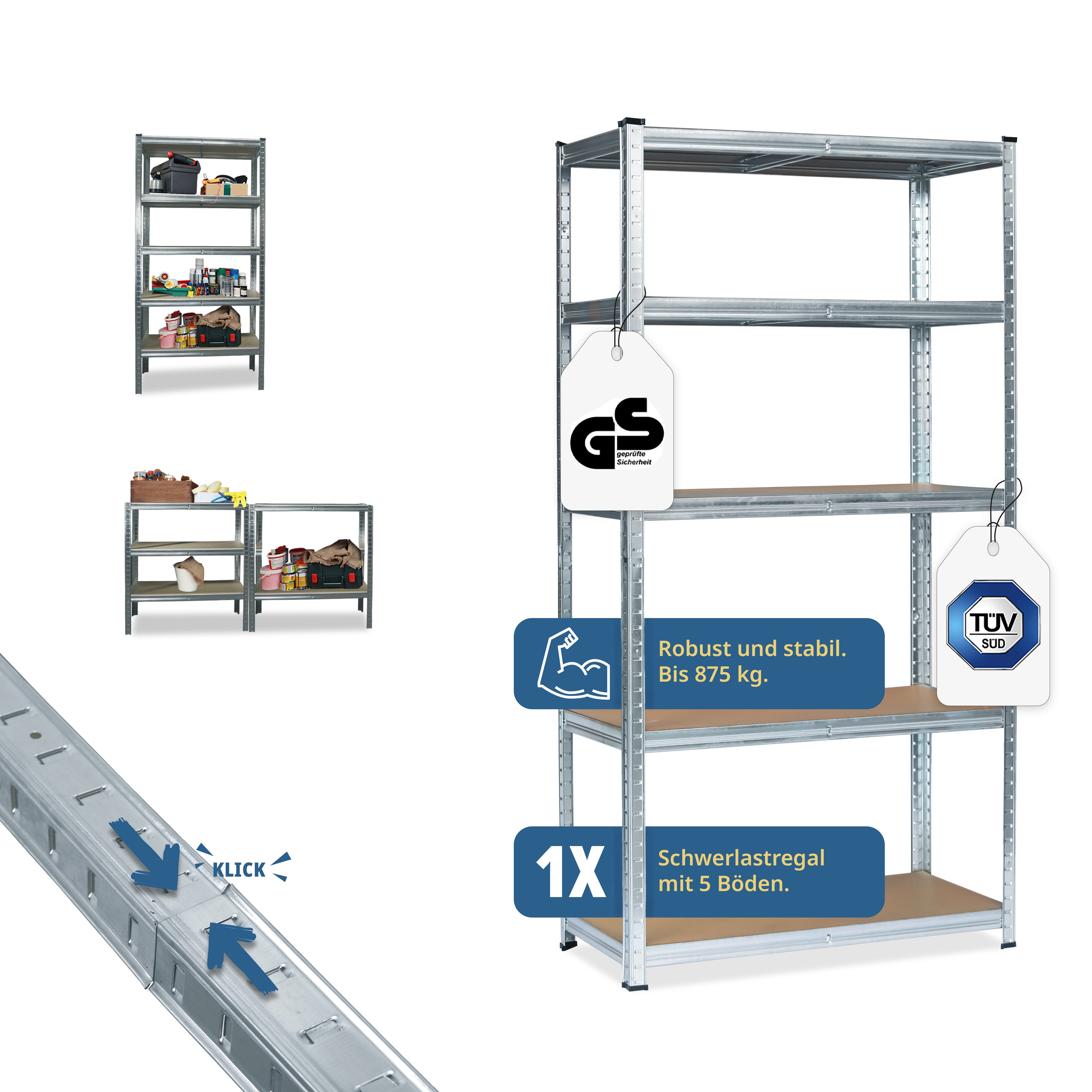 Grafner Schwerlastregal Schwerlastregal Lagerregal 5 Etagen MDF Böden, 5 Et günstig online kaufen