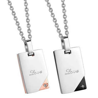 Sanixa Partnerkette Geschenk Partner Liebe Familie Schmuckset Halskette für Ihn und Sie (2-tlg), Paarkette Liebe modern