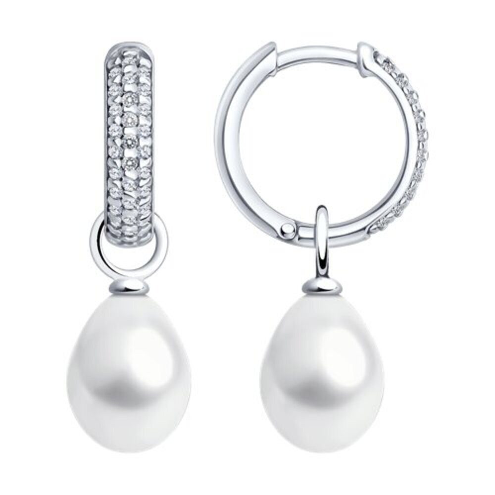 Valentinstagsgeschenk Secretforyou Creolen-Set Ohrringe Ohrstecker 925 Silber Perle Zirkonia Steine Echtschmuck, 925 Sterling Silber, silberfarben