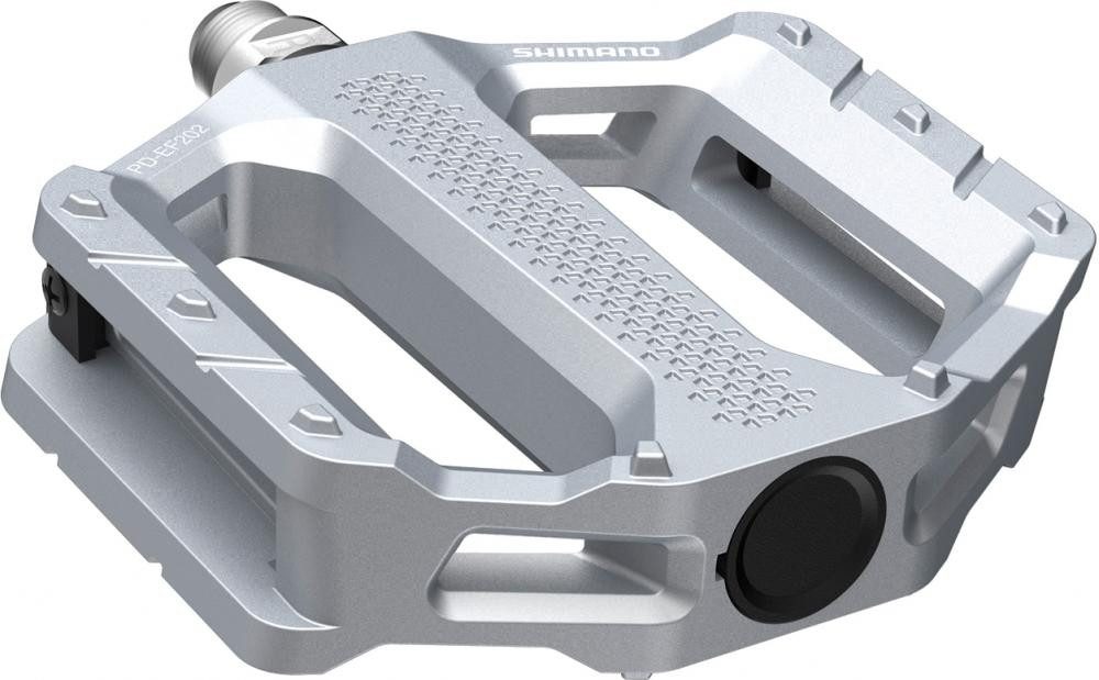 Shimano Plattformpedale SHIMANO Pedal PD-EF202 Silber Flat Pedal - Radsport, Silber