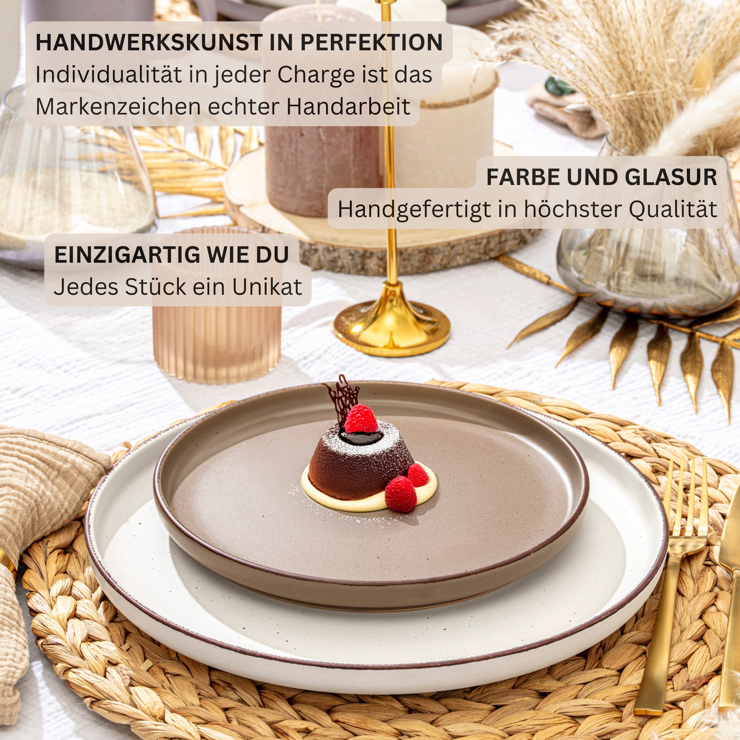 SÄNGER Geschirr-Set Bombay (12-tlg), 4 Personen, Steingut, Bombay Erdfarben, Handmade, Erweiterbar, VALUE COLLECTION – Bild 5 von 5