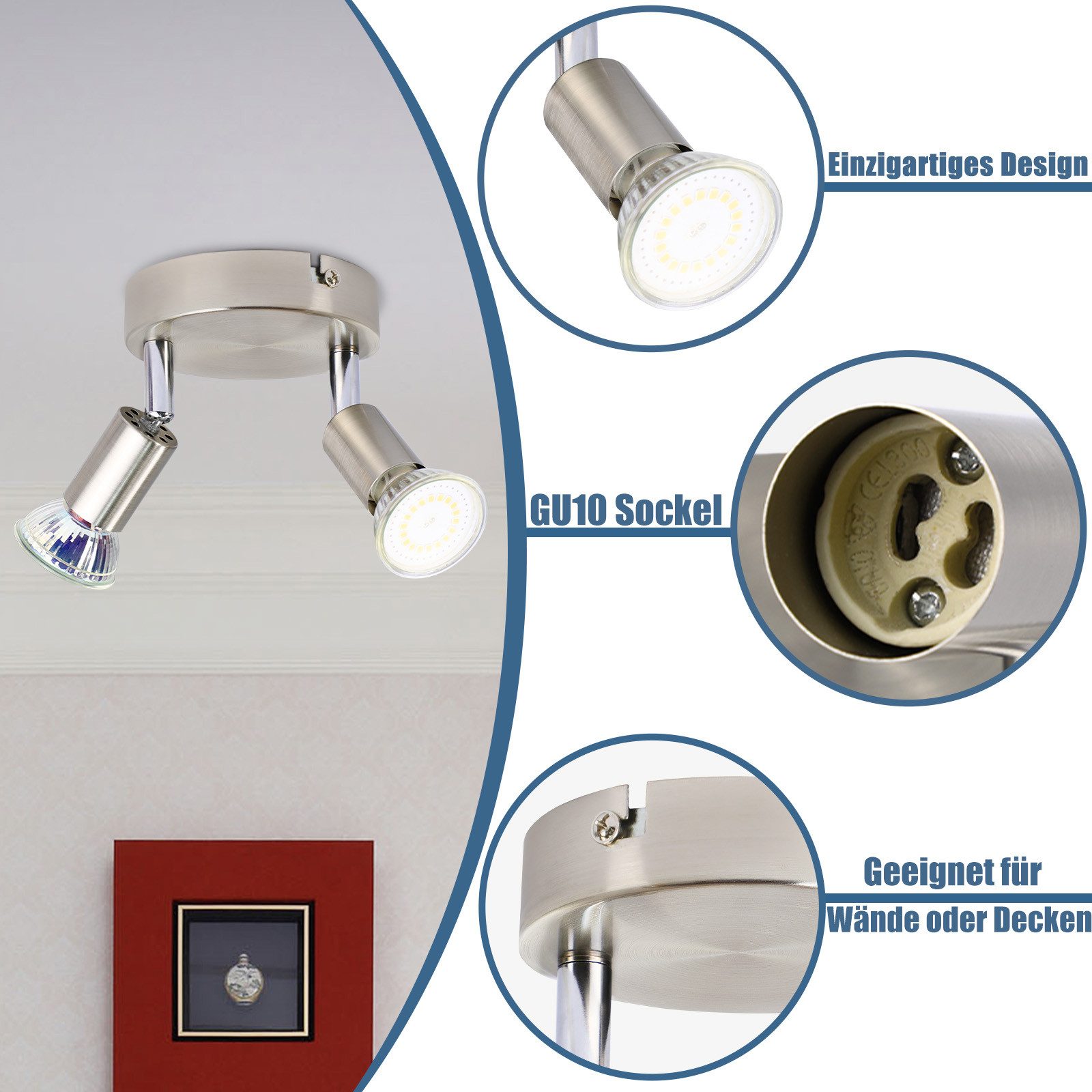 ZMH Deckenleuchten 2 Flammig Deckenstrahler - Modern GU10 Deckenspot für Wo günstig online kaufen