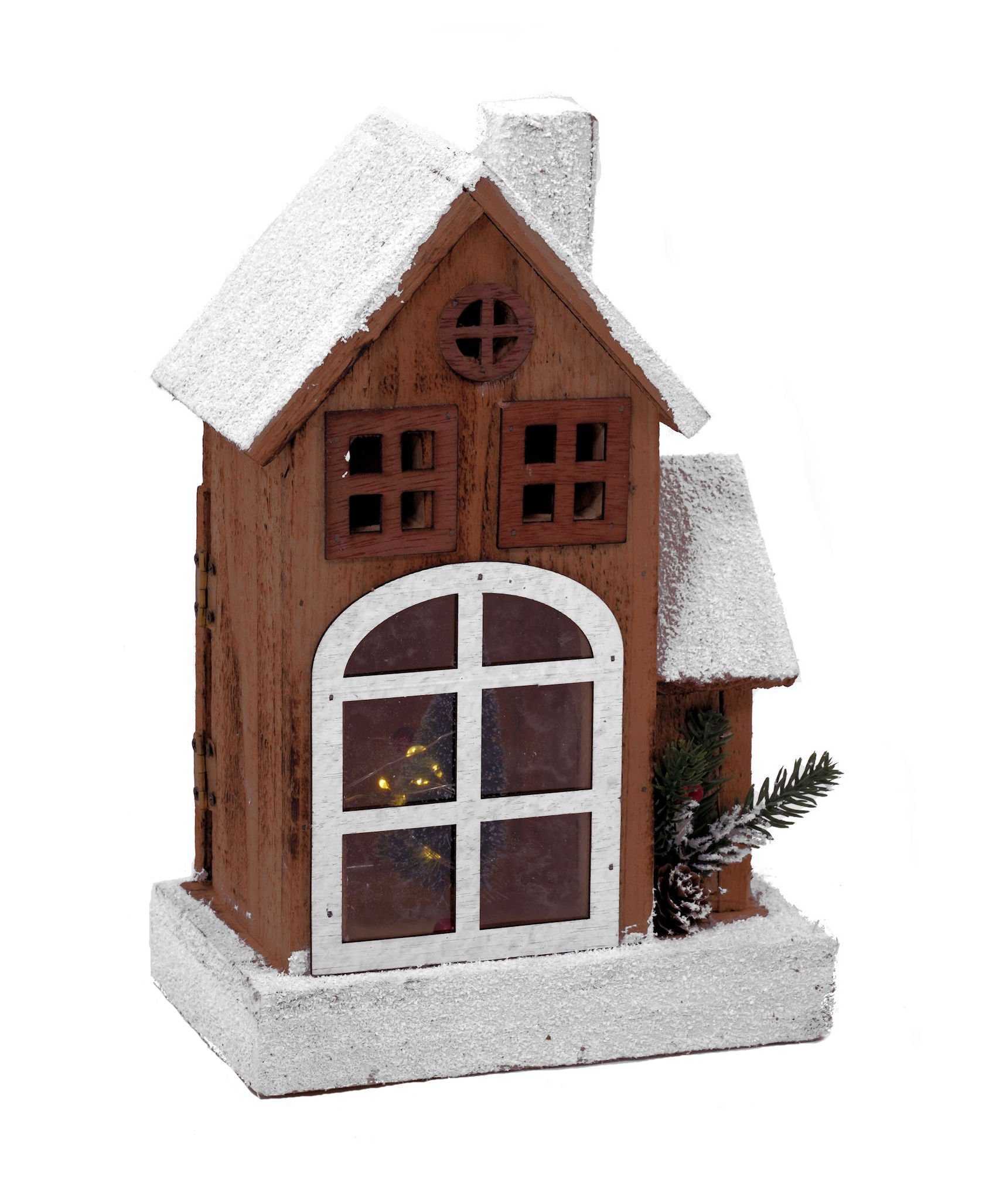 Spetebo Weihnachtshaus Haus Schneedach Weihnachtshaus mit - 19x29cm LED 