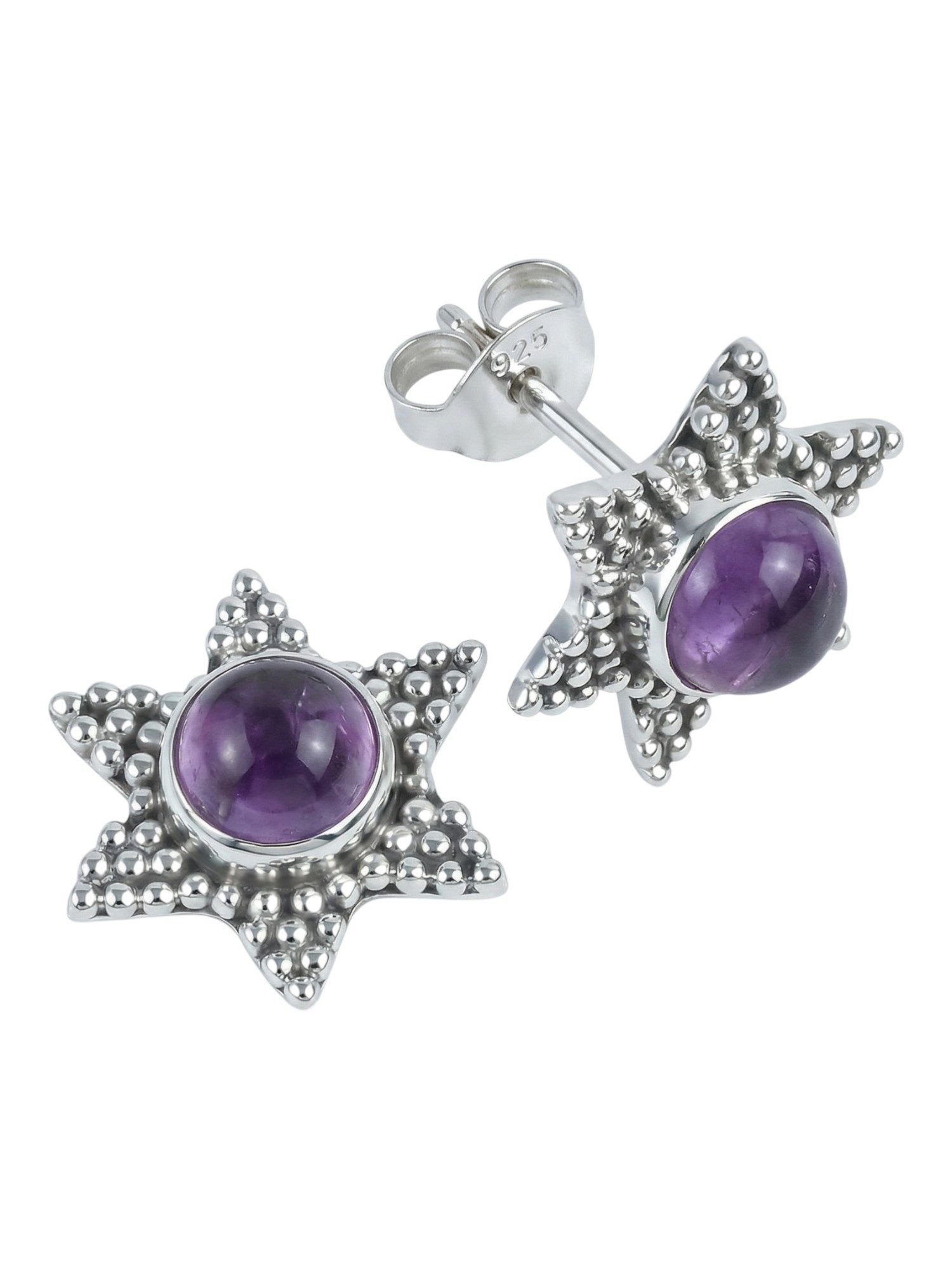 Paar Ohrstecker STAR aus 925 Silber mit Amethyst