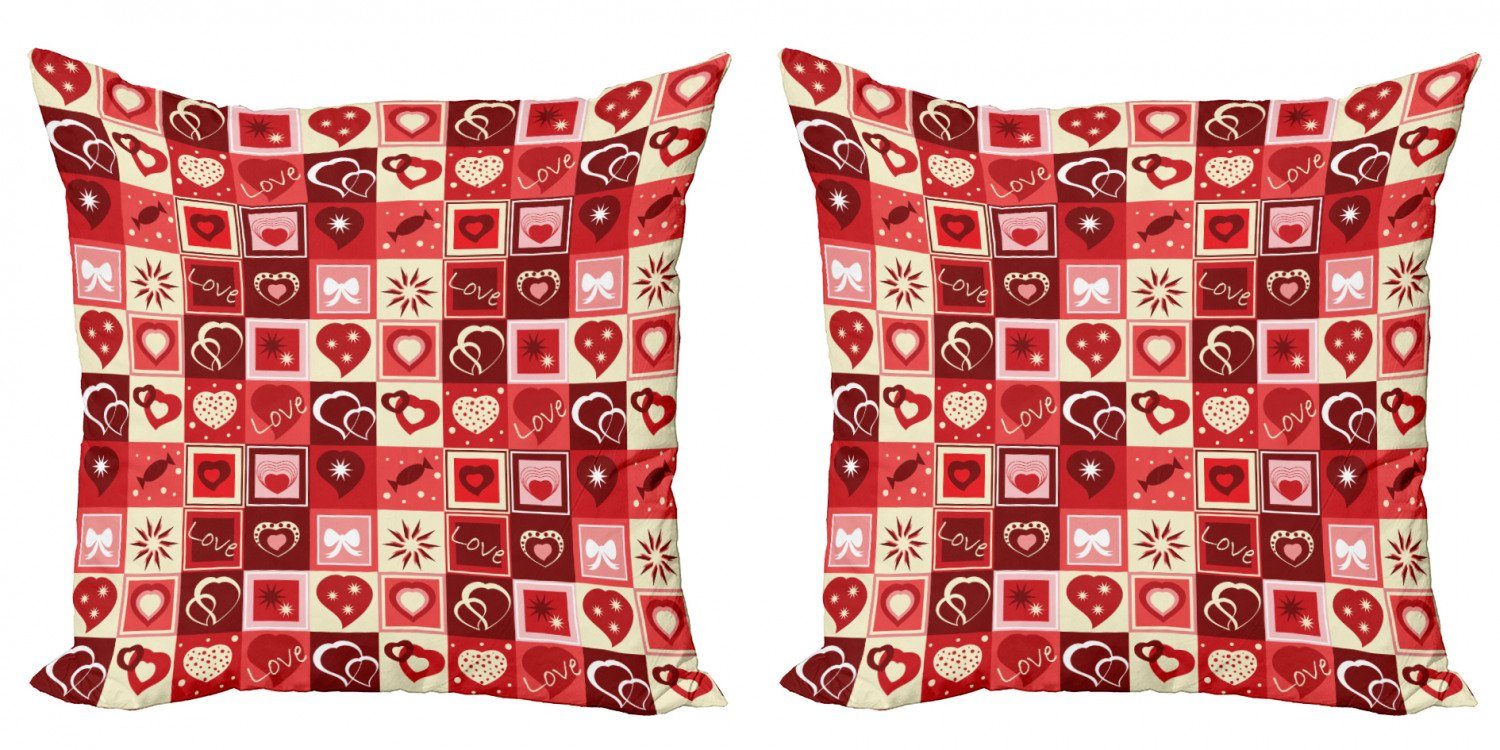 Kissenbezüge Doppelseitiger Accent Valentines Theme rot Abakuhaus Digitaldruck, Stück), Modern (2 Day Herzen