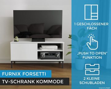 Furnix TV-Schrank Kommode FORSETTI RTV1D Fernsehschrank mit Klapptür, offene Regale B100 x H50 x T41 cm