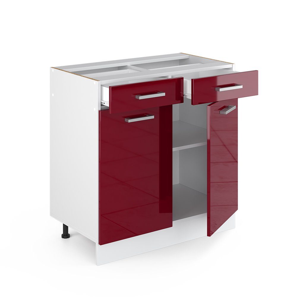 Vicco Unterschrank R-Line, Rot Hochglanz/Weiß, 80 cm ohne Arbeitsplatte (1-St)