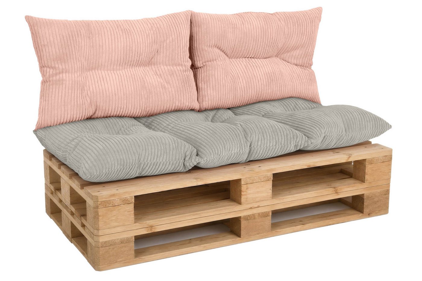 Amilian Palettenkissen Set 3-teilig Palettenauflagen für Europaletten, Balkon, Terrasse, Sitzkissen 120x60 cm + 2x Kissen 40x60 cm