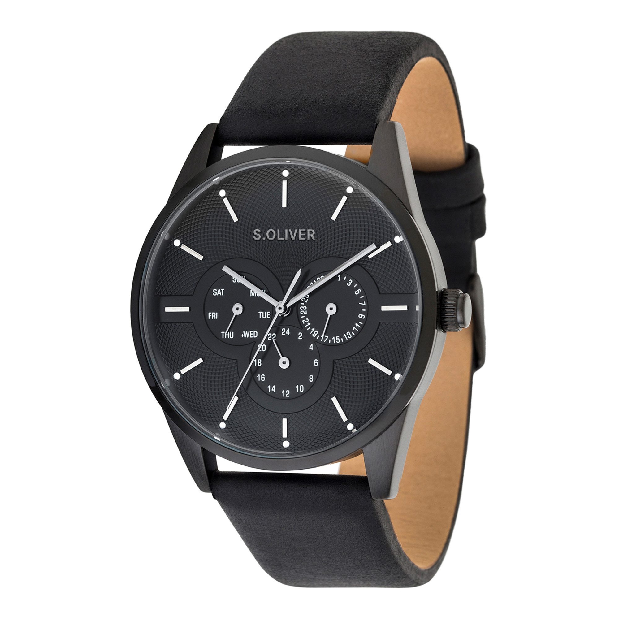s.Oliver Multifunktionsuhr Round Basic SO-4445-LM, Quarzuhr, Armbanduhr, Herrenuhr, analog
