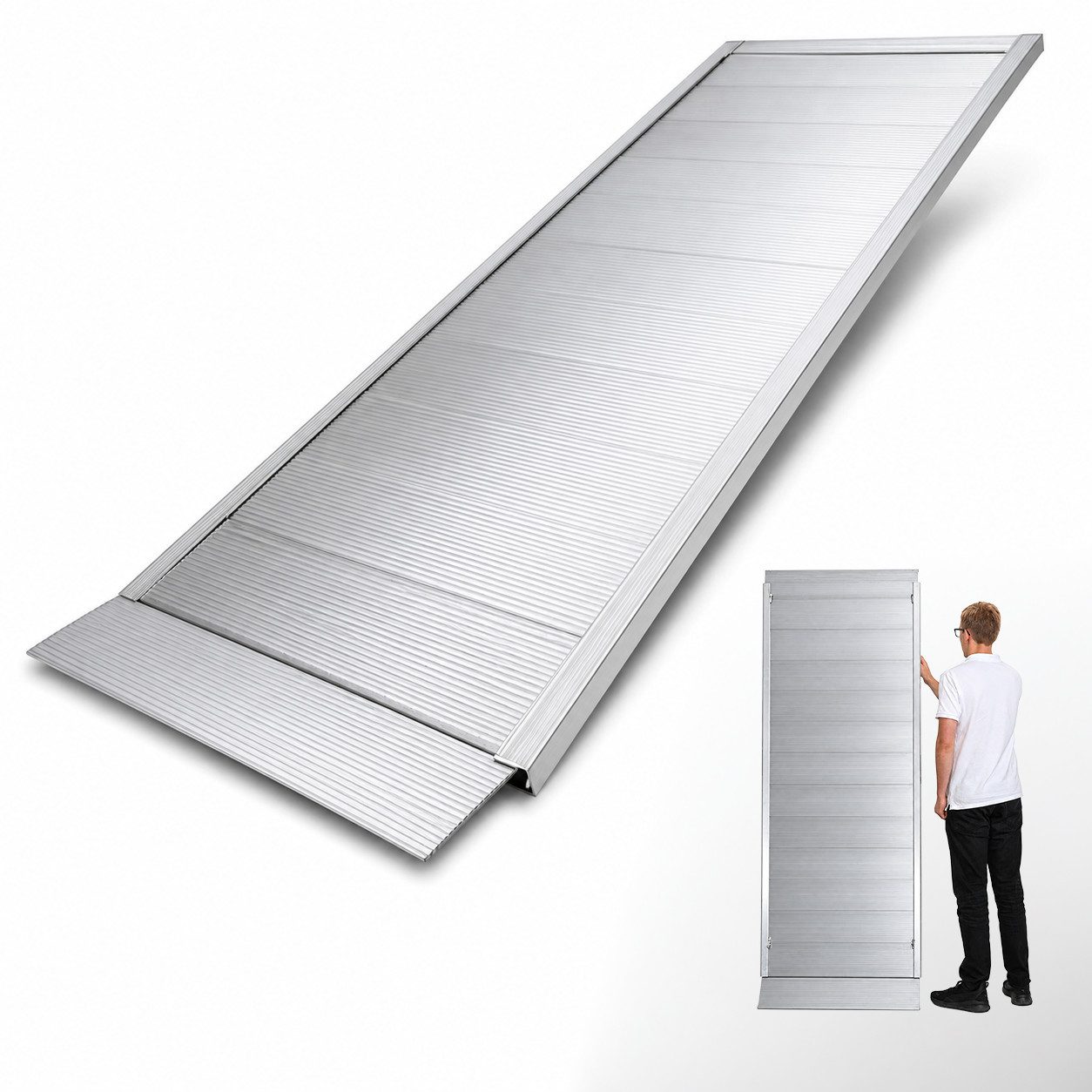 TRUTZHOLM Auffahrrampe Alu Breitrampe 78 cm Eventrampe Länge 214 cm Traglast 600 kg geriffelt (1-St), stabile Konstruktion, hochwertige Verarbeitung, kompakte Bauweise