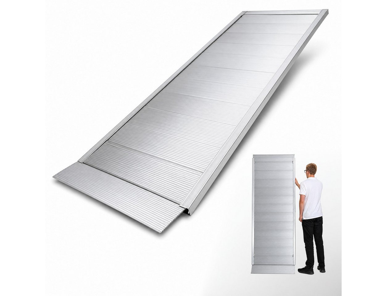 TRUTZHOLM Auffahrrampe Alu Breitrampe 78 cm Eventrampe Länge 214 cm Traglast 600 kg geriffelt (1-St), stabile Konstruktion, hochwertige Verarbeitung, kompakte Bauweise