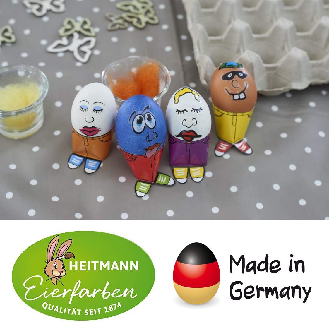 BRAUNS HEITMANN Osterei HEITMANN Eierfarben 5 Stück Freche Eierköpfe