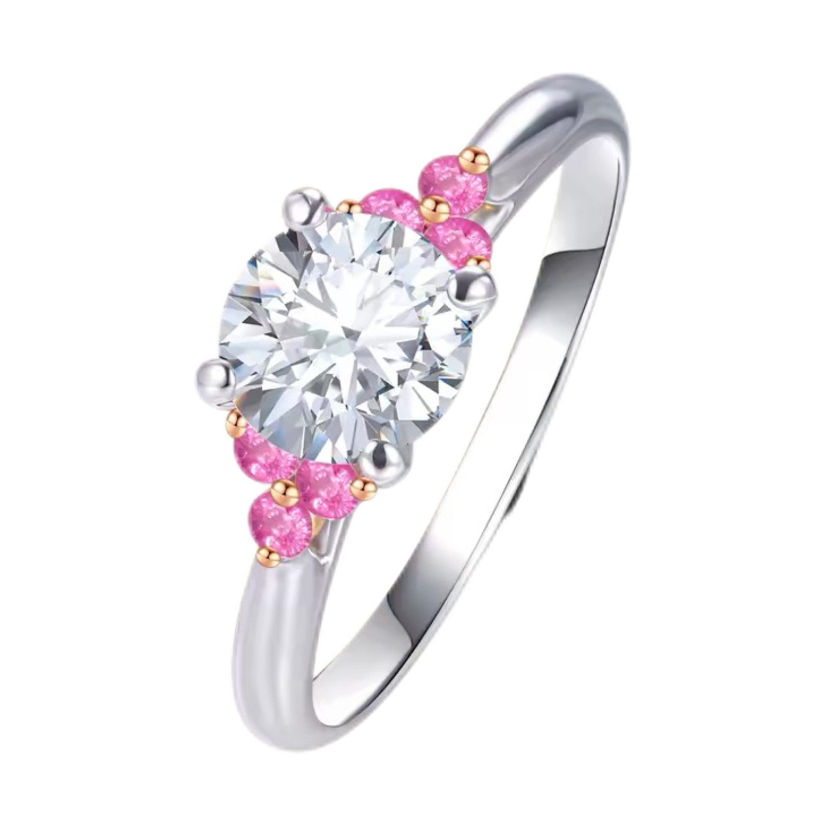 Jumpeak Diamantring für Damen, Ring mit rosa Diamant,1 Karat,D,VS1,Solitärring, 585er Gold,Geschenk zum Valentinstag,Geschenk zum Frauentag