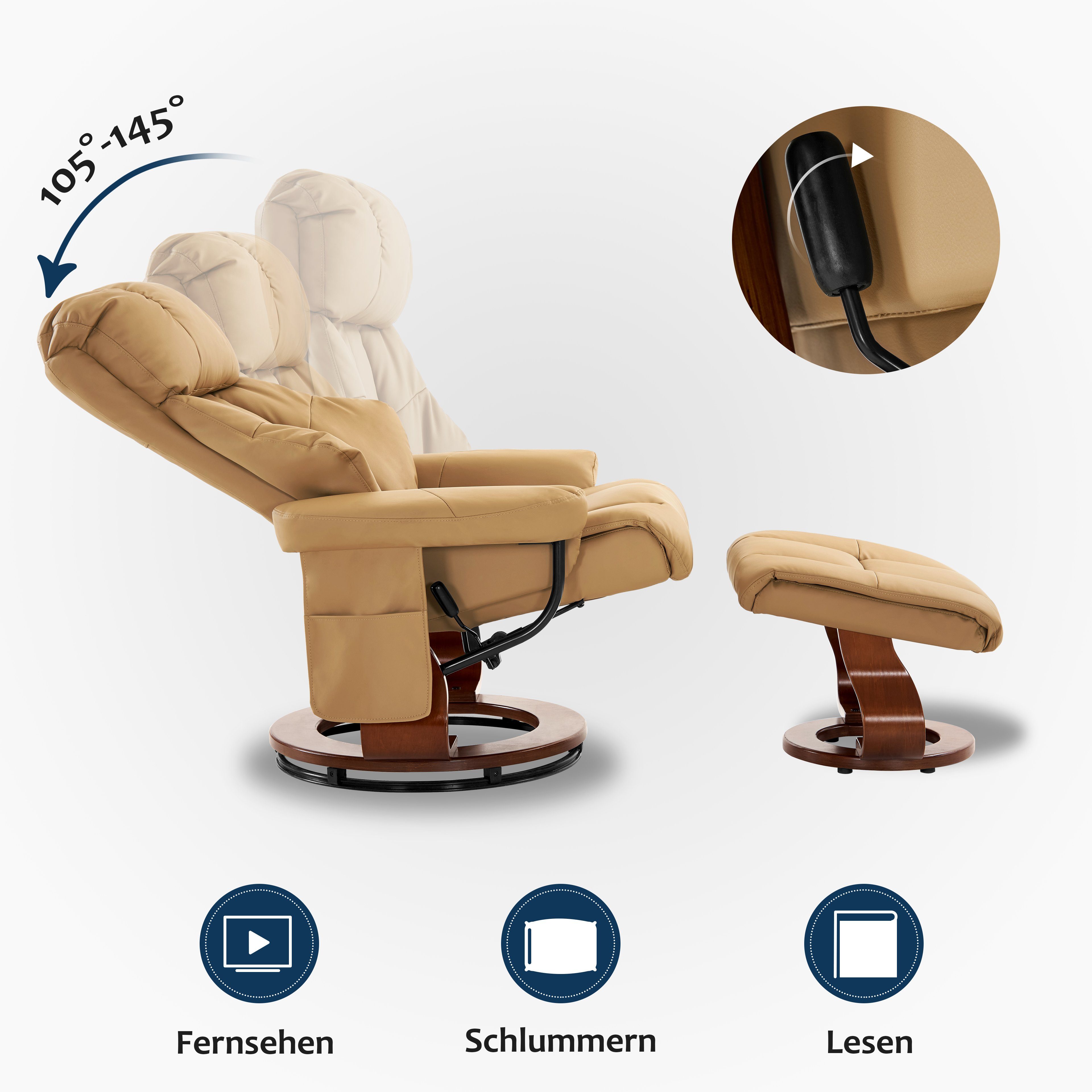 MCombo Relaxsessel MCombo Massagesessel mit Hocker 9068, 360°drehbarer Rela günstig online kaufen