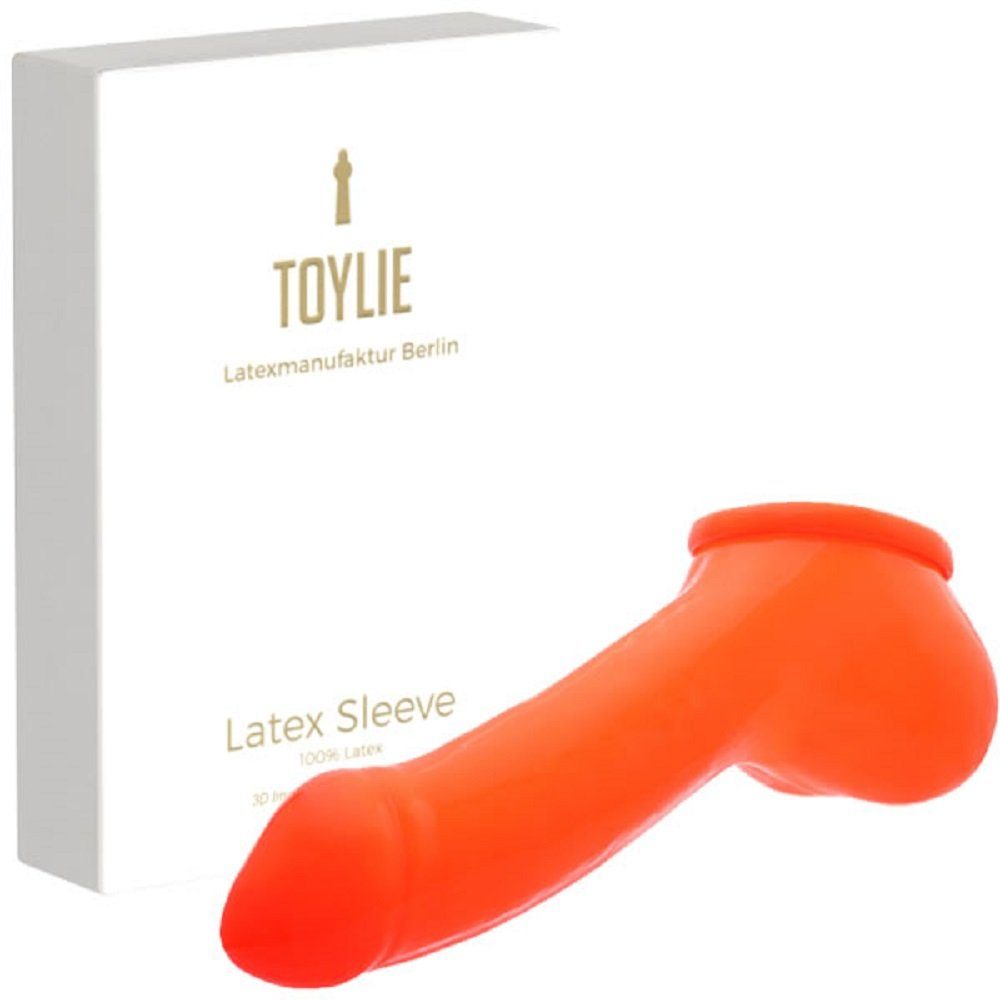 Toylie Penishülle Toylie Latex-Penishülle «ADAM 4.5», Neon-Orange, mit ausgeformter Eichel und Hodensack