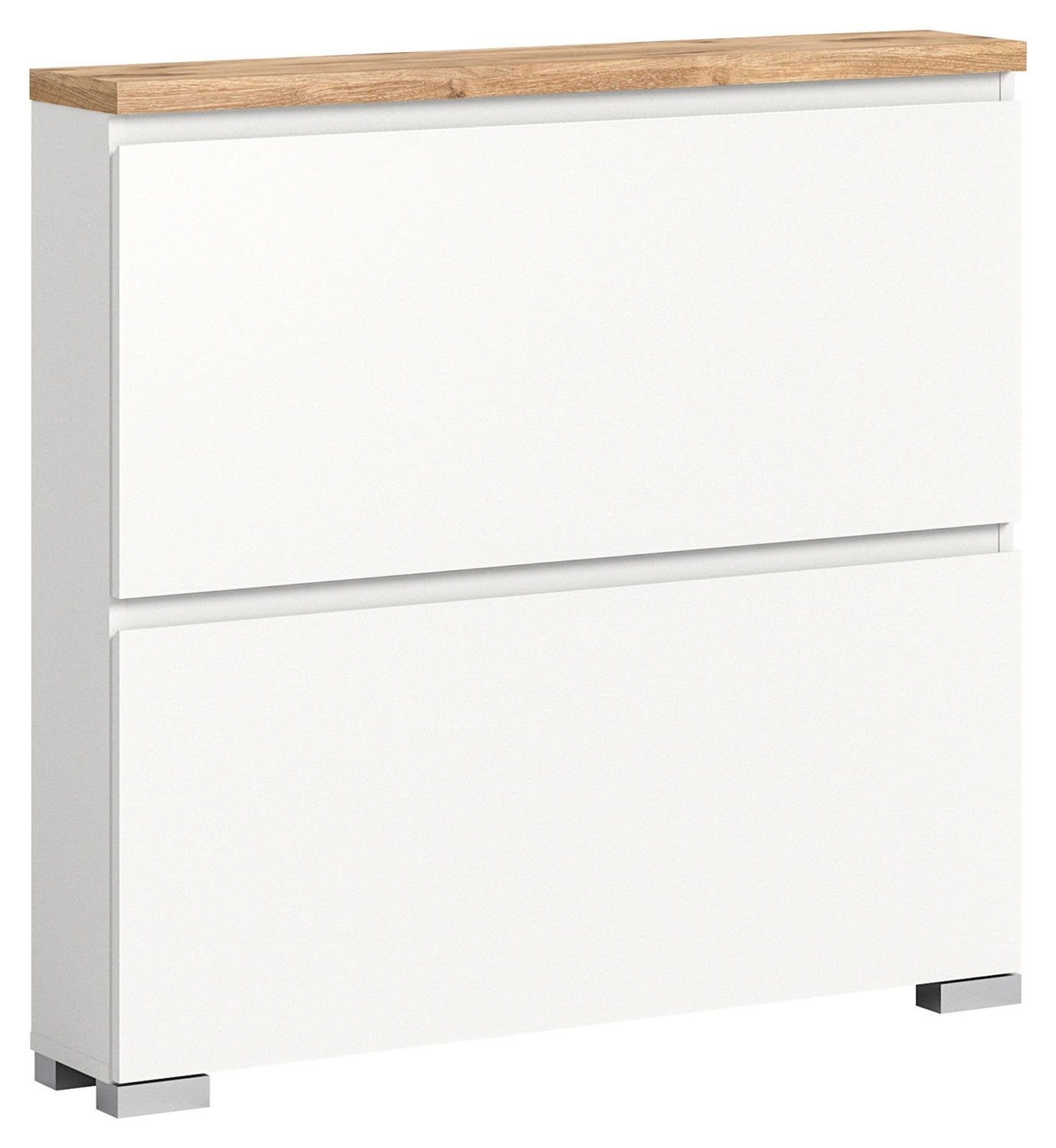 Kommode SHOELOVE, B 95 cm x H 88 cm, Nox Eiche Dekor, Weiß, 2 Klappen