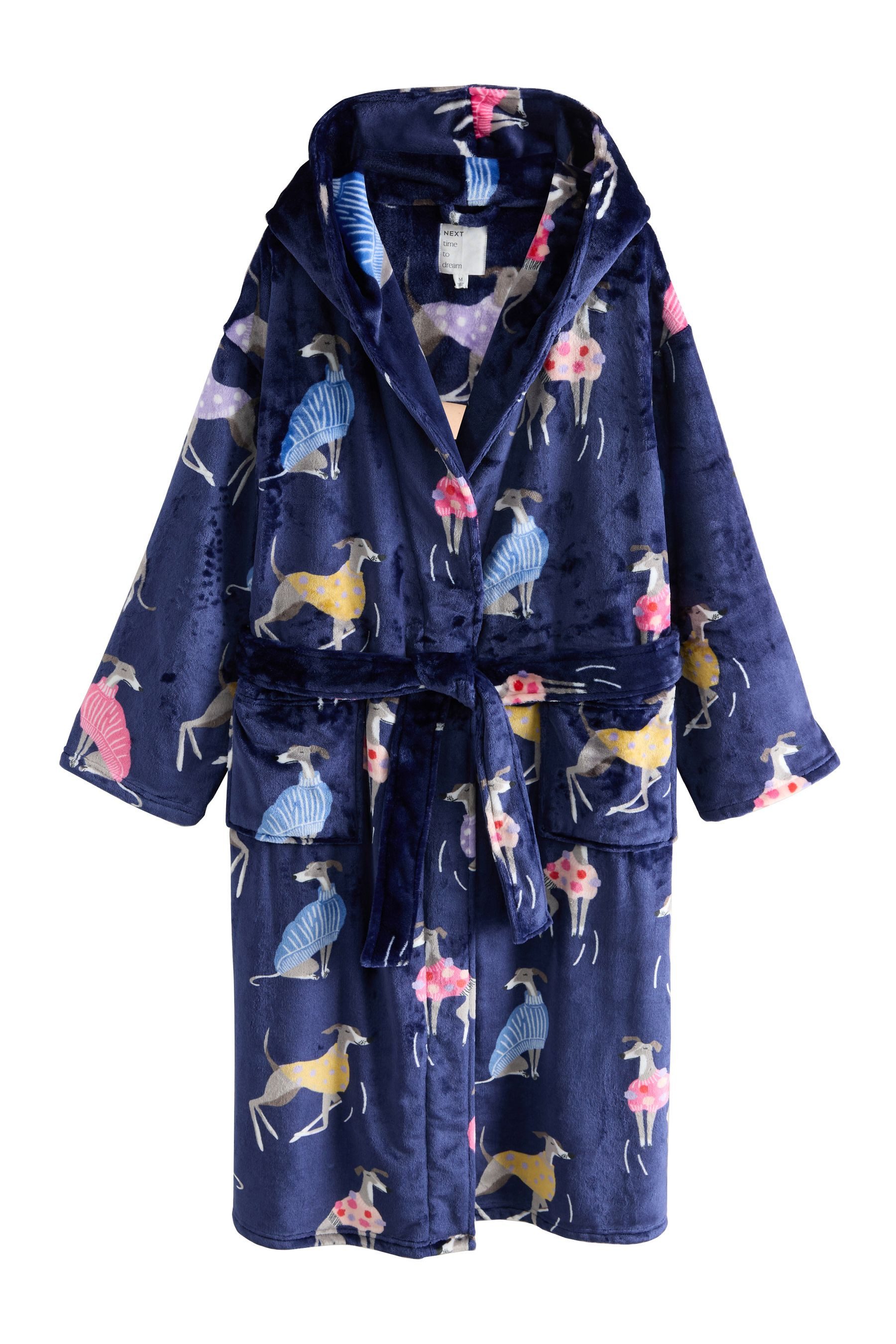 Next Damenbademantel Morgenmantel mit Whippet-Motivprint, Polyester (recycelt)