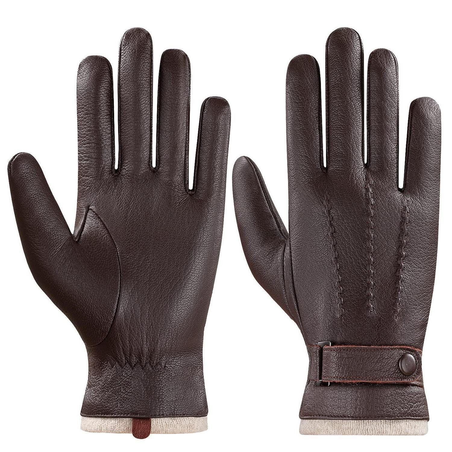 LuxusKollektion Lederhandschuhe Herren Lederhandschuhe Braun M (1-St)