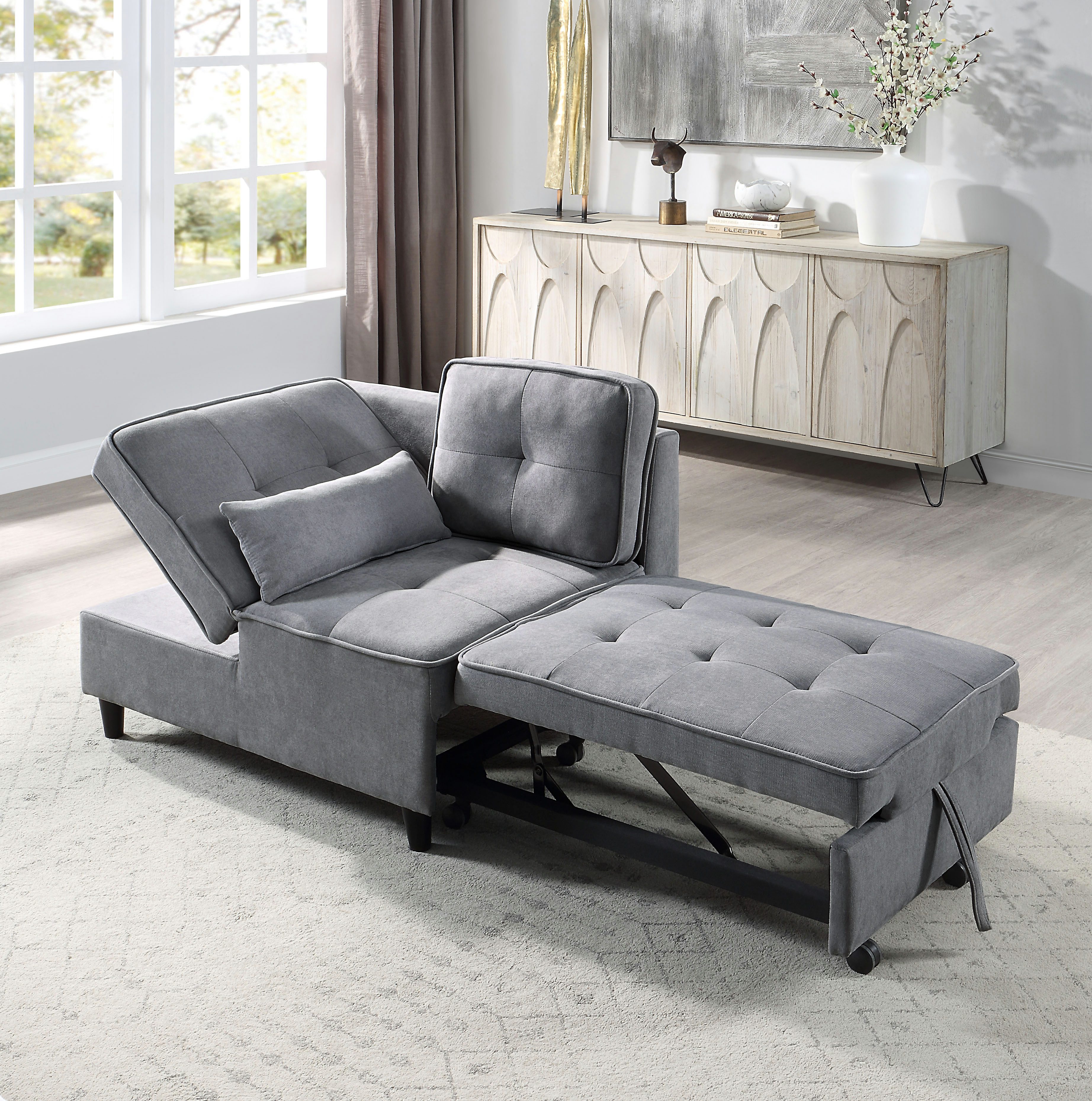 OTTO home Schlafsofa Freddy, Loungesessel, Gästebett, Problemlöser, wandelbar zum Loungesessel, Relaxliege und Gästebett, inkl. Kissen