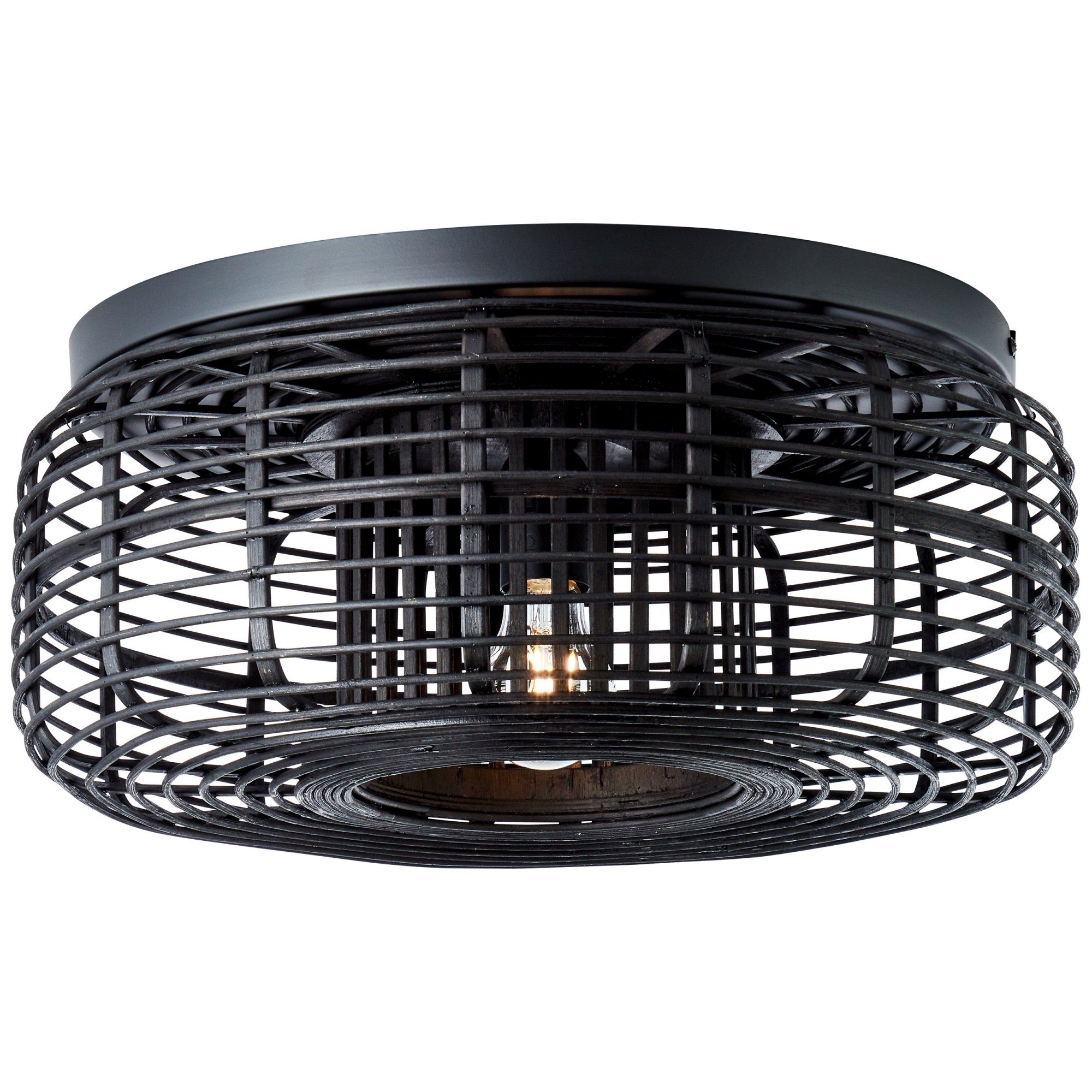 Lightbox Deckenleuchte, Leuchtmittel, besonderer Durchmesser, schwarz 45cm ohne Lichteffekt, Metall/Bambus