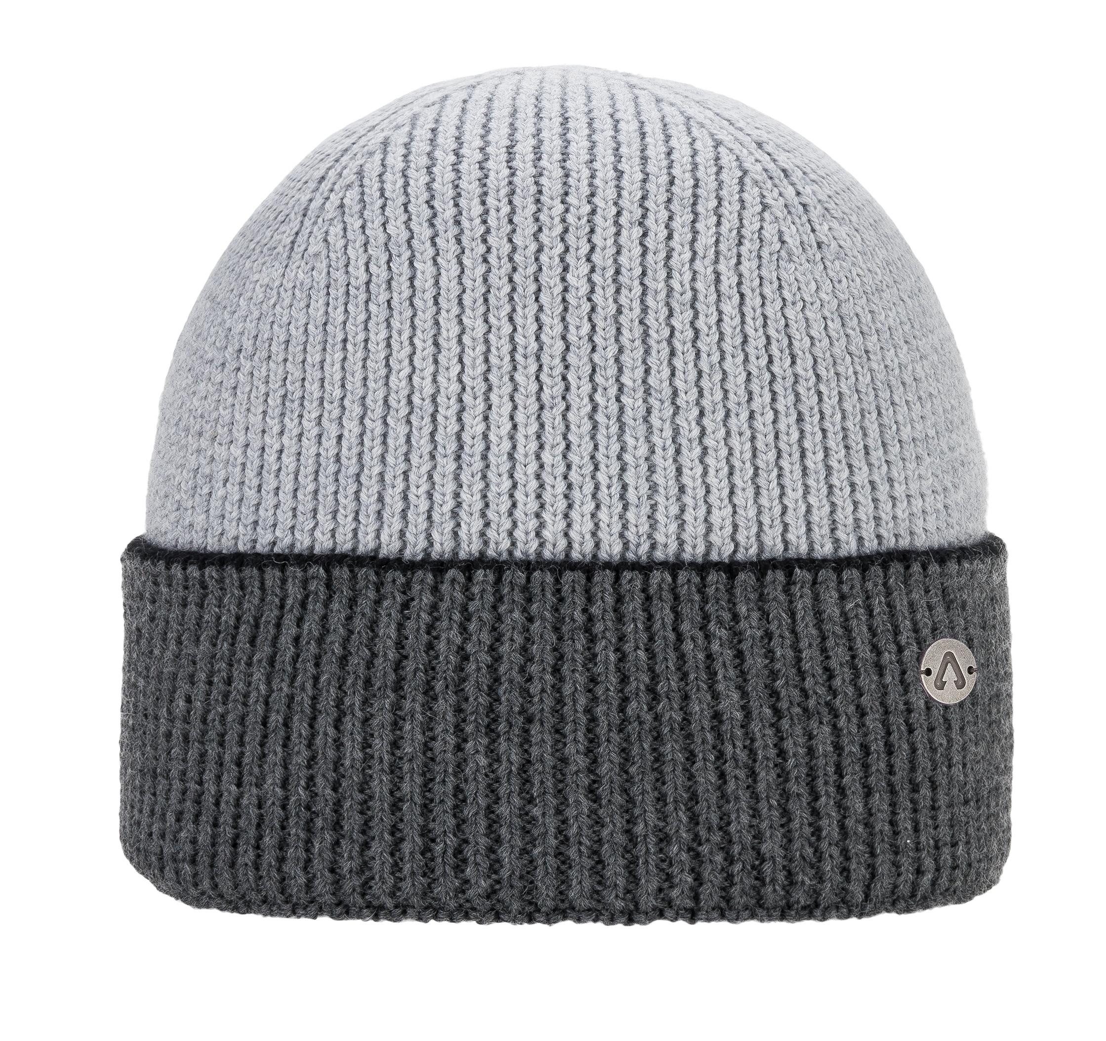 Strickmütze Blocwul Beanie grey melange