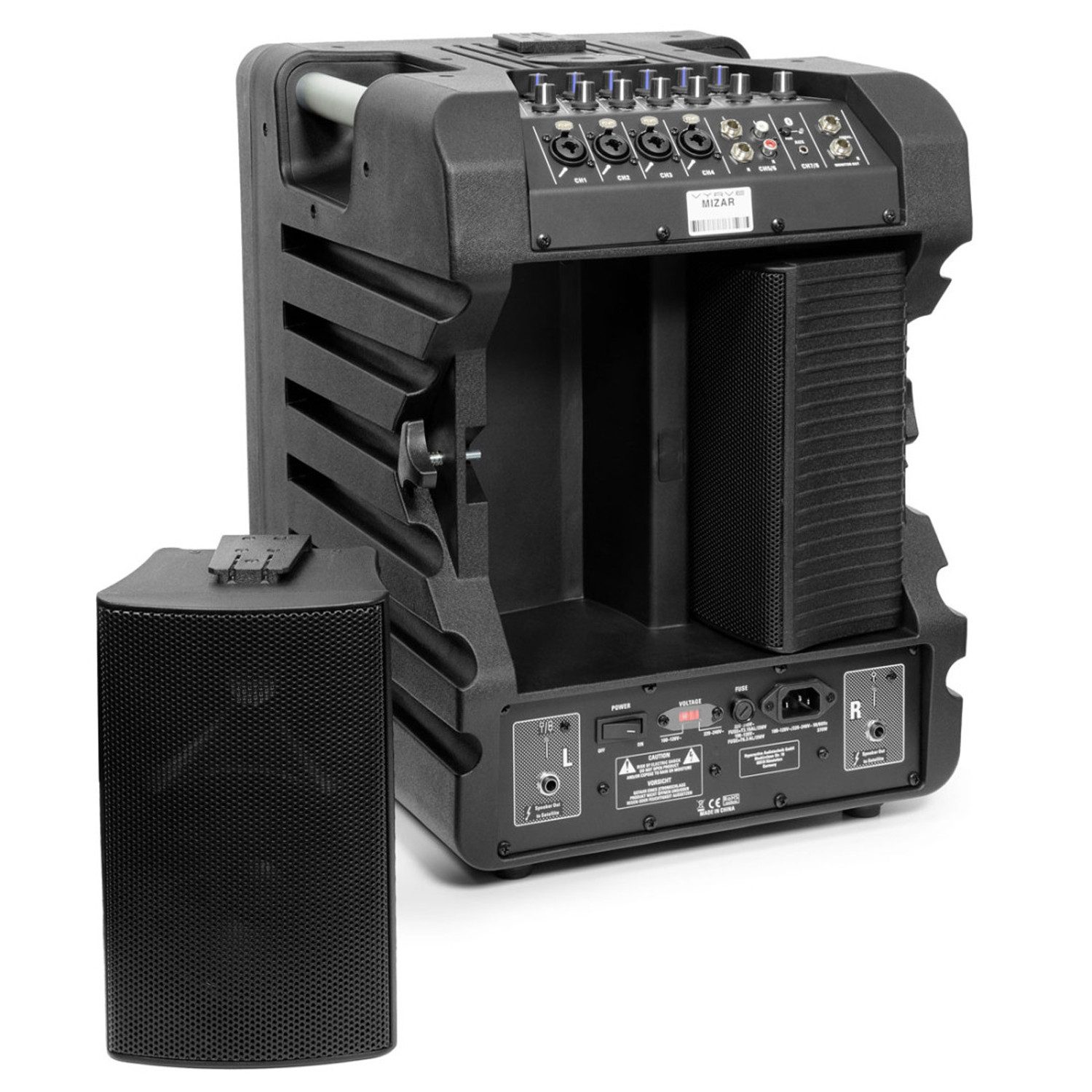 Vyrve Audio Vyrve Audio MIZAR PA-System mit Mixer und Stativen Lautsprechersystem (Bluetooth, PA-System mit Mixer und Stativen)