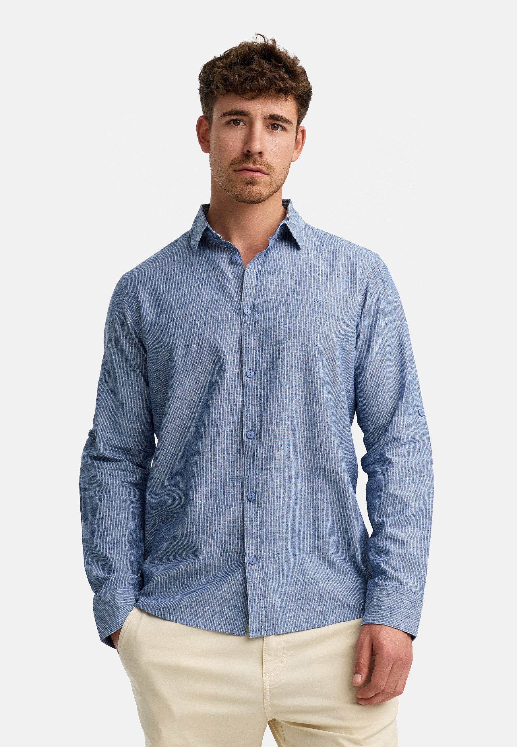 Indicode Langarmhemd Herren INTheon Herrenhemd Langarm mit Button-Down-Krag günstig online kaufen