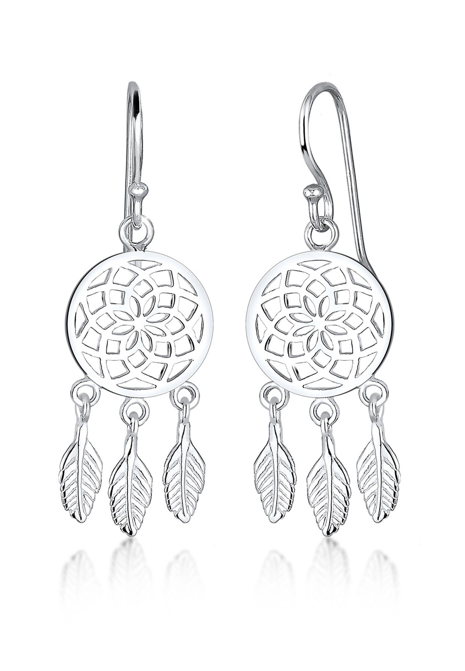 Elli Paar Ohrhänger Traumfänger Federn Boho Festival 925 Silber, Boho günstig online kaufen