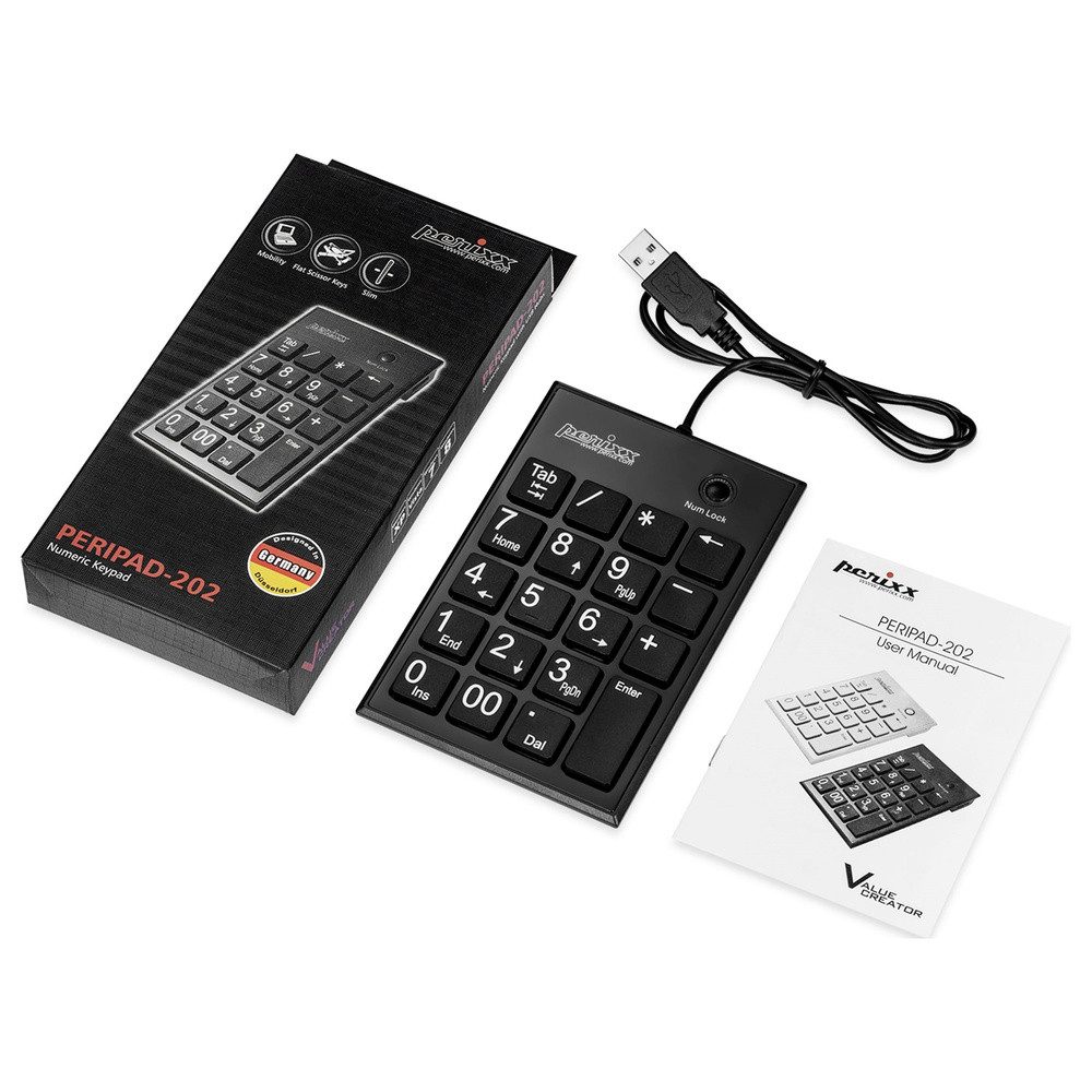 Perixx Perixx PERIPAD-202 U B Kabelgebunden Nummernblock Schwarz PC-Tastatur
