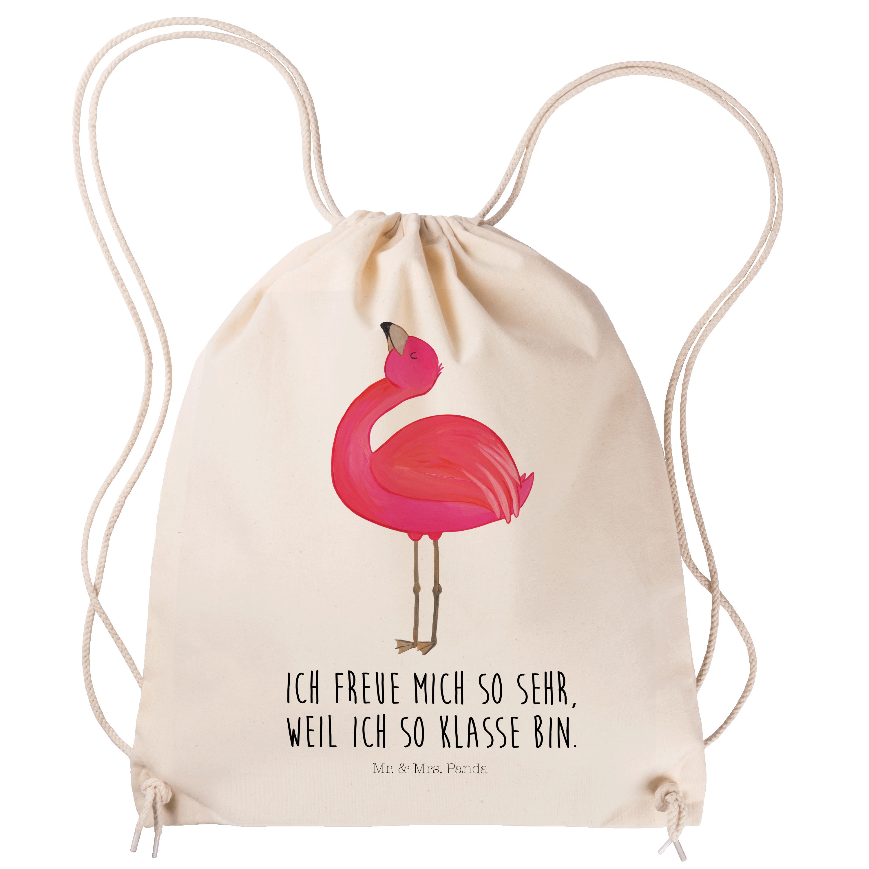 Mr. & Mrs. stolz Flamingo Kinder, Sportbeutel Panda Tasche, Geschenk, - Sporttasche Transparent - (1-tlg)