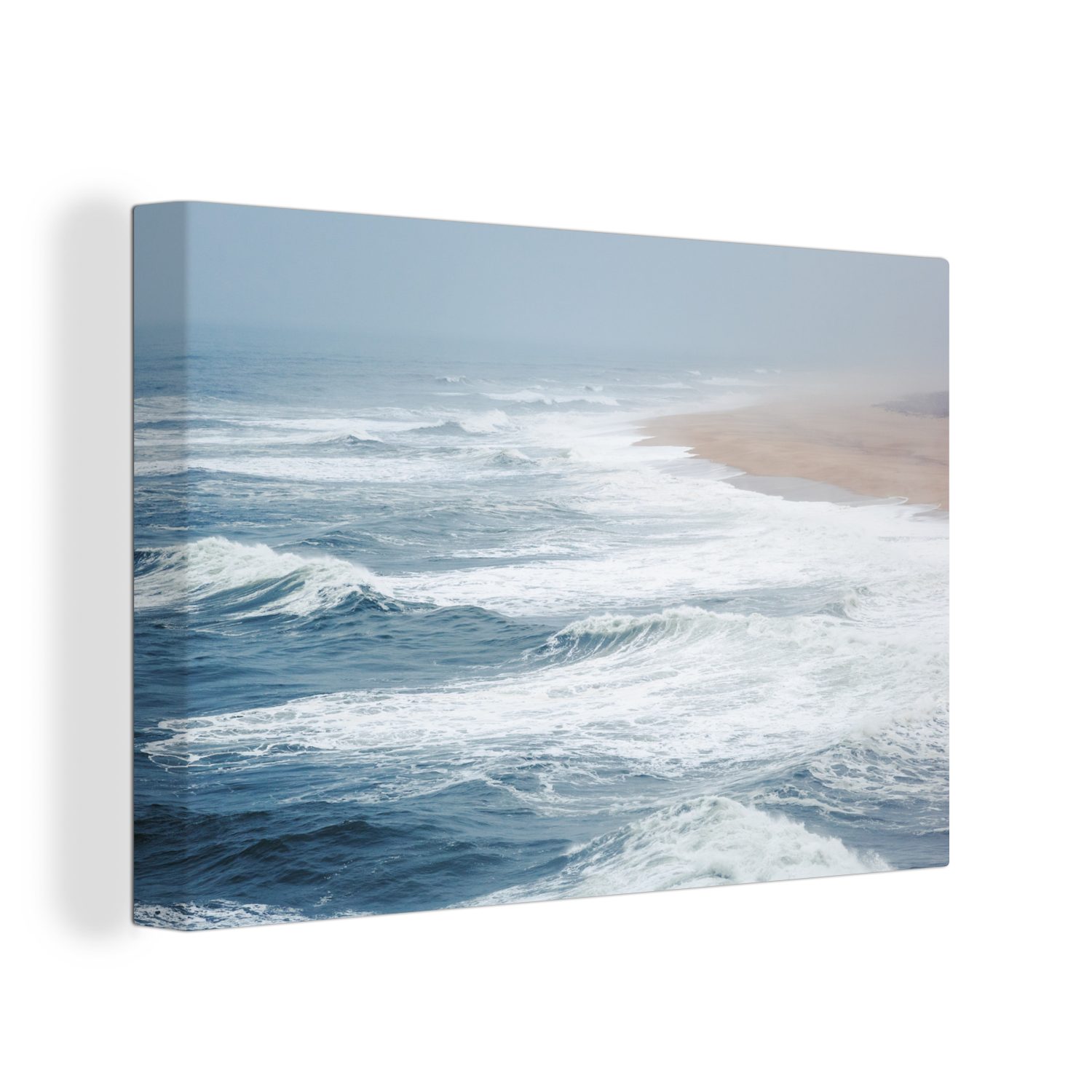 OneMillionCanvasses® Strand, 30x20 St), - - - Wandbild Wasser cm Meer Aufhängefertig, Wanddeko, (1 Leinwandbild Leinwandbilder, Wellen