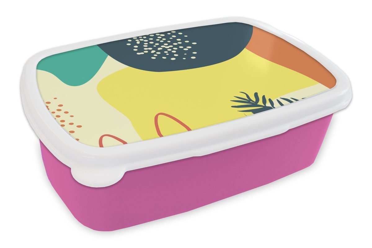 MuchoWow Lunchbox Sommer - Formen - Abstrakt, Kunststoff, (2-tlg), Brotbox für Erwachsene, Brotdose Kinder, Snackbox, Mädchen, Kunststoff rosa