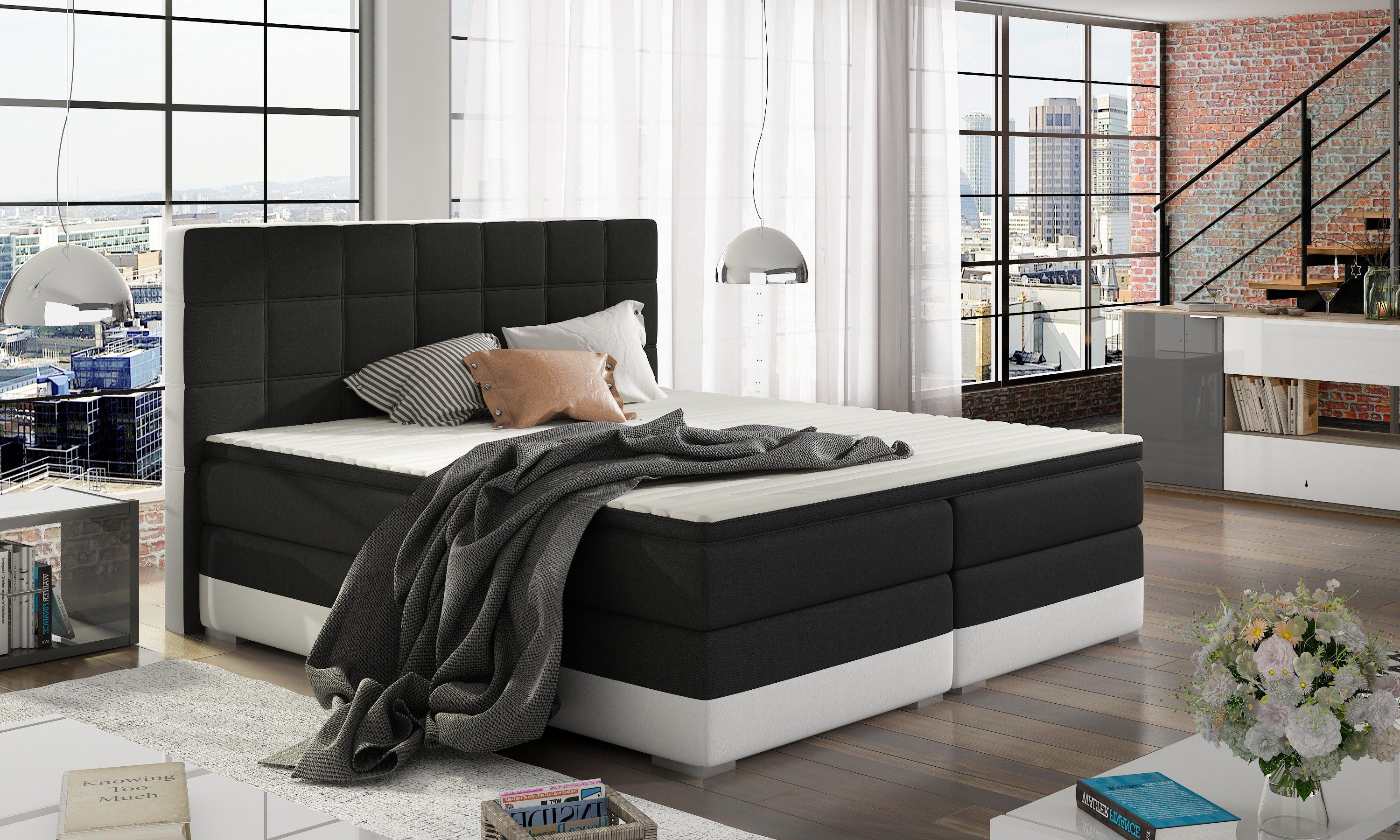Xlmoebel Boxspringbett Lederbett 180x200cm mit Matratze und Bettkasten (mit Matratze und Bettkasten), Made in Europa