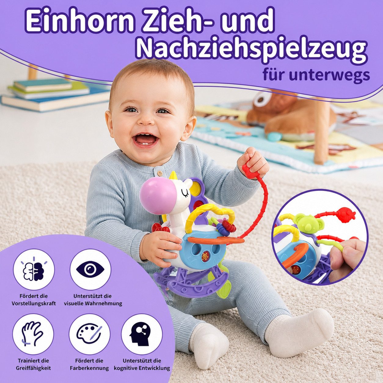 usrela Lernspielzeug Montessori Lernspielzeug 3in1 Set Motorik Sensorik Stapelspiel Baby (Set Montessori Lernspielzeug 3in1 Motorik Sensorik Baby, 3in1 Spielzeug Set Stapelspiel Sensorik Würfel Zugspielzeug), 3in1 Stapeln Ziehen Sensorik Motorik Spielzeug Set Kinder