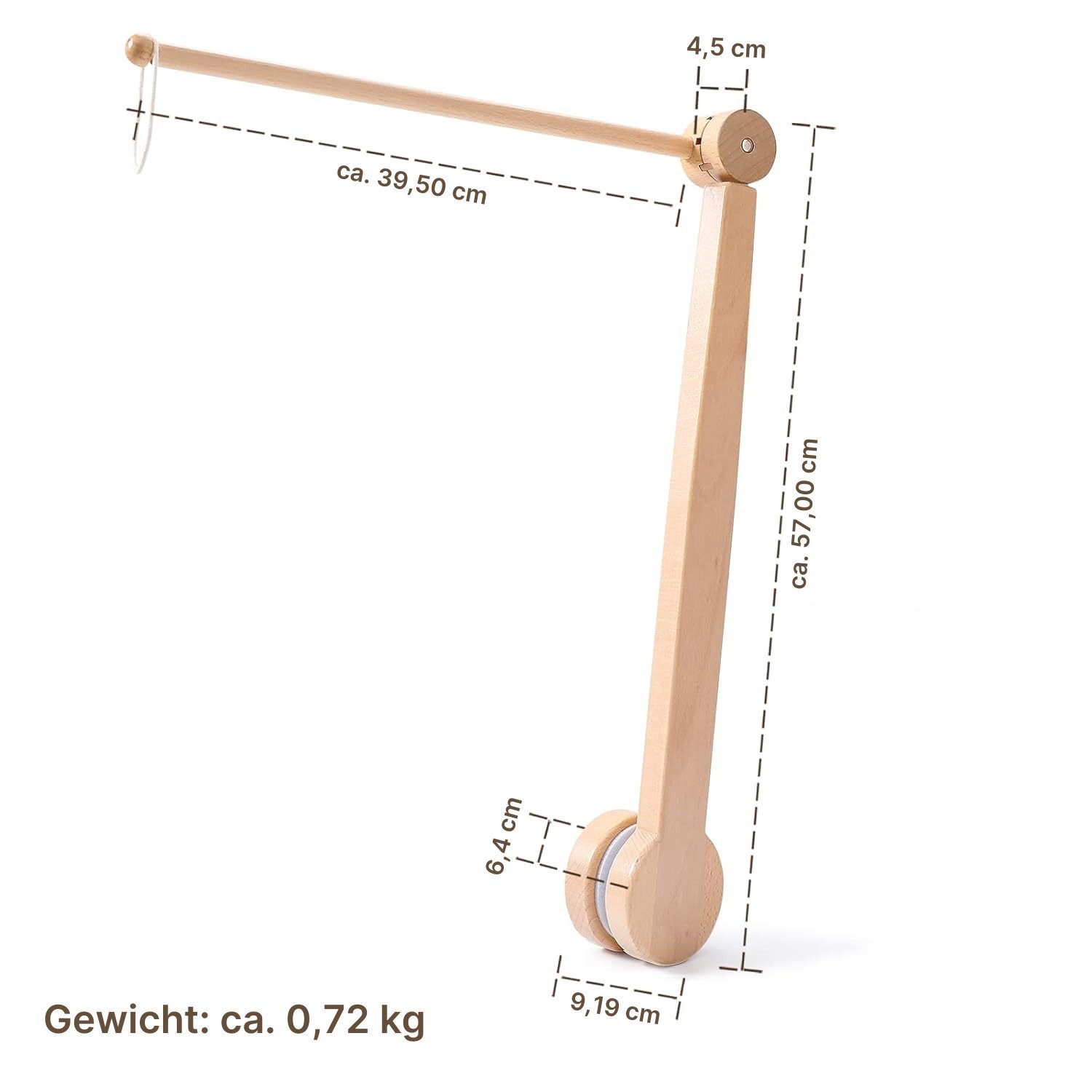 Zayno Mobile Mobilehalterung aus Holz 95cm, (Set, 1-tlg., Hervorragendes Geschenk zur Geburt), Unterstützt das Einschlafen deines Babys.