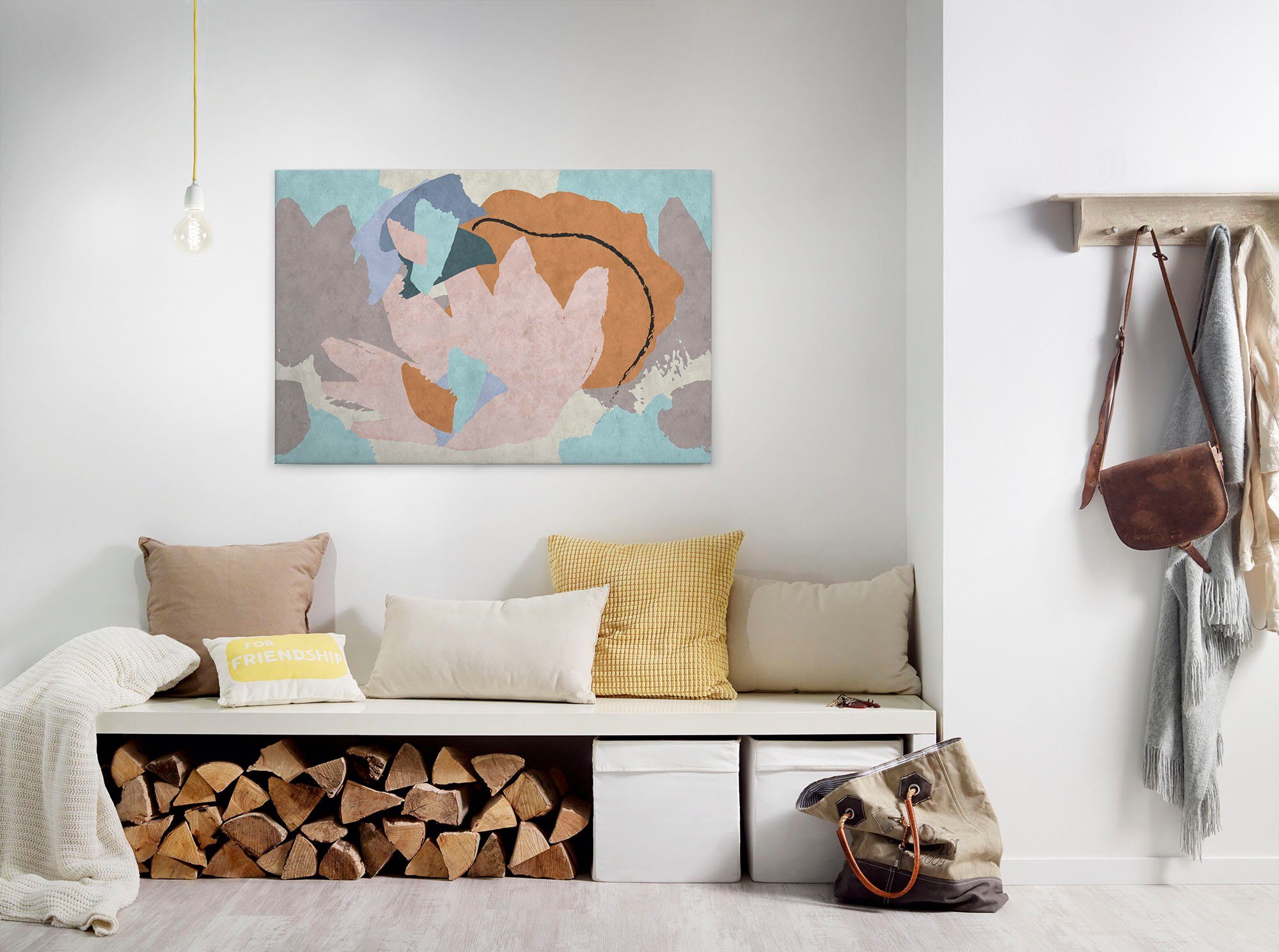 A.S. Création Leinwandbild floral collage, Abstrakt, Kinder, Kunst (1 St), Keilrahmen Bild Floral Abstrakt Leinwand-Bild Wohnzimmer modern Kinder