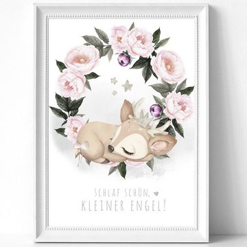 homestyle-accessoires Poster Bilderset SCHLAF SCHÖN KLEINER ENGEL - BAMBI REH FRECH & WUNDERBAR Kinderbilder Nursery DIN A3/A4 Prints --- VERSANDKOSTENFREI ---, (5 St), Ohne Bilderrahmen