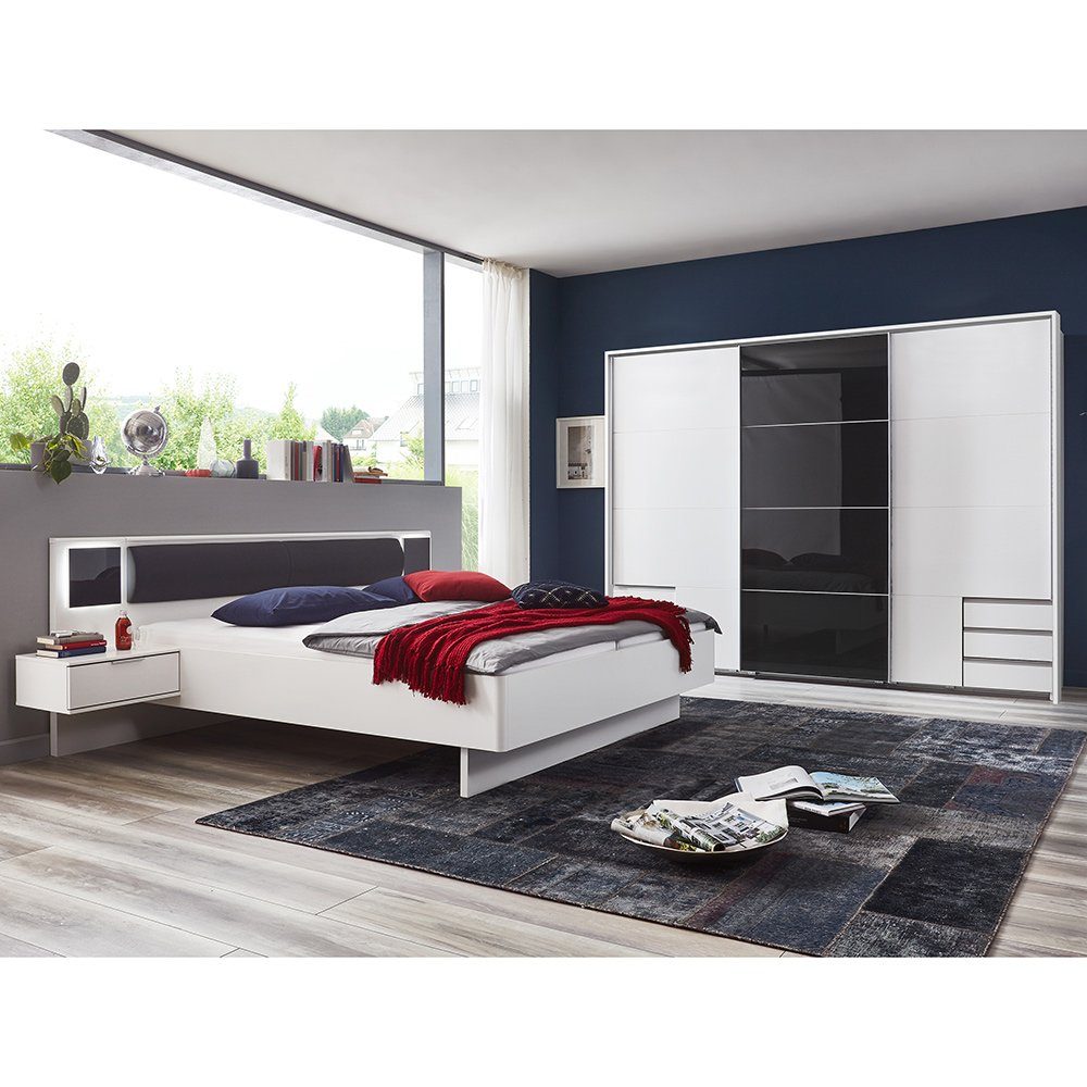 Lomadox Schlafzimmer-Set VIESTE-43, (Spar-Set, 2-tlg), mit Bett 160x200, weiß mit graphit