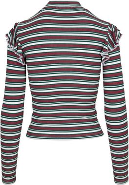 URBAN CLASSICS T-Shirt Urban Classics Damen Ladies Rib Striped Volant Turtleneck L/S (1-tlg)