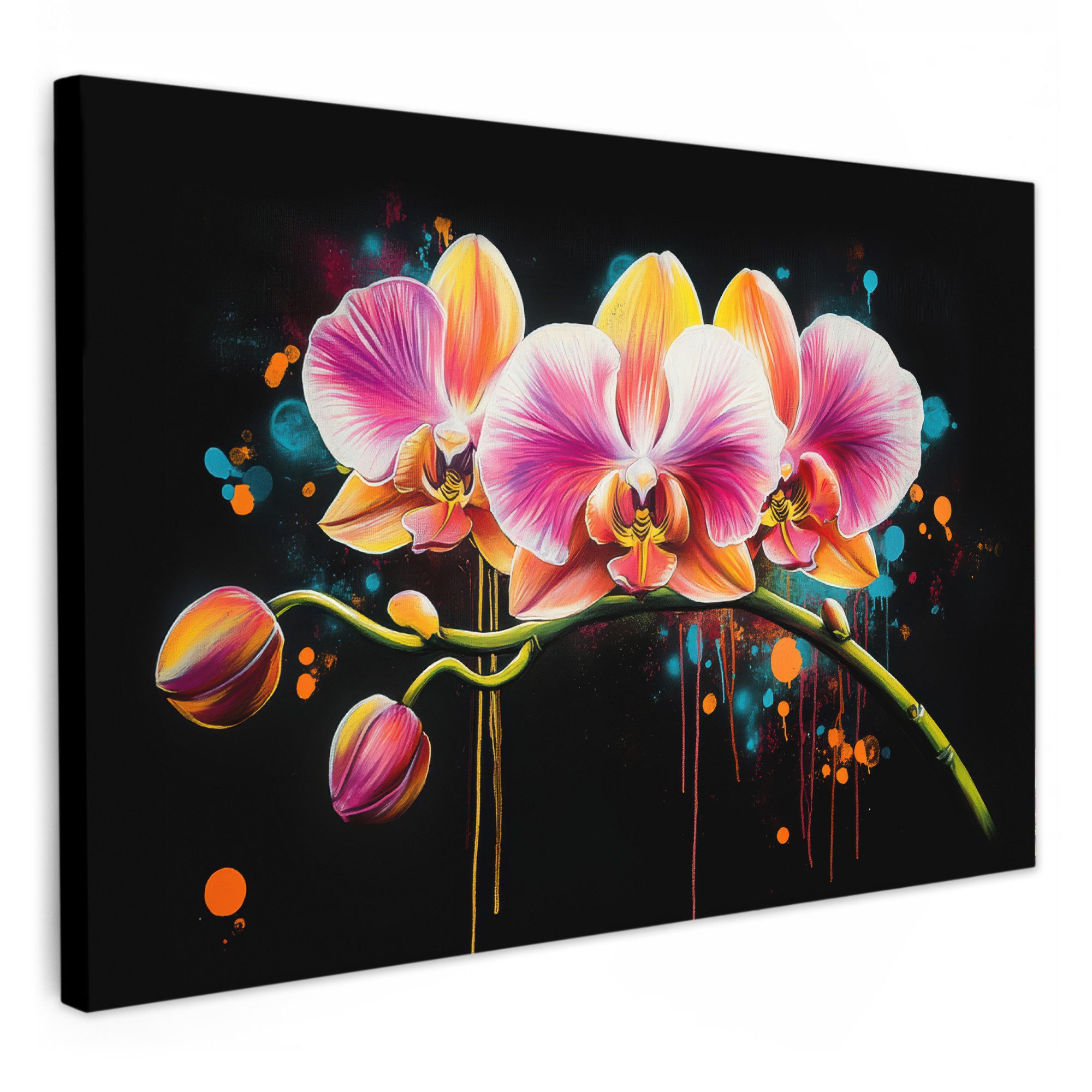 OneMillionCanvasses® Leinwandbild Orchidee - Graffiti - Farbenfroh - Blumen günstig online kaufen