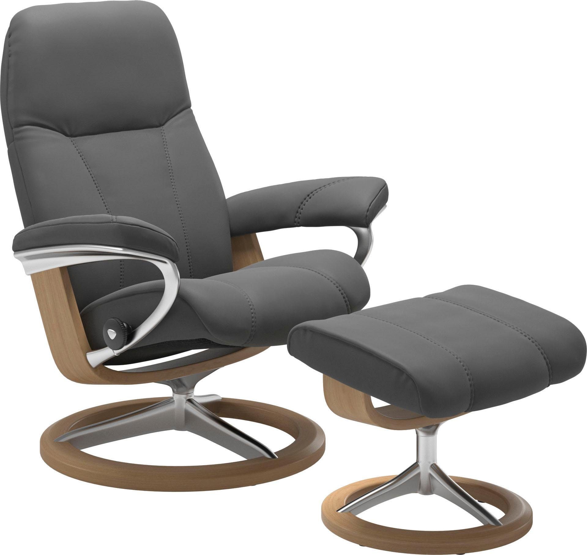 Consul S, Relaxsessel Gestell mit Base, Stressless® mit mit Größe Signature Relaxsessel Hocker, (Set, Eiche Hocker),