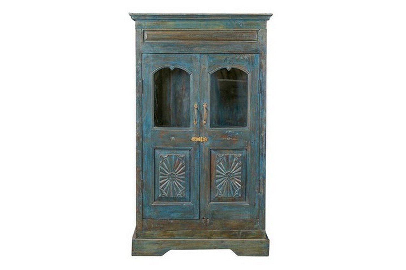 daslagerhaus living Hochschrank Vitrinenschrank Vintage blau